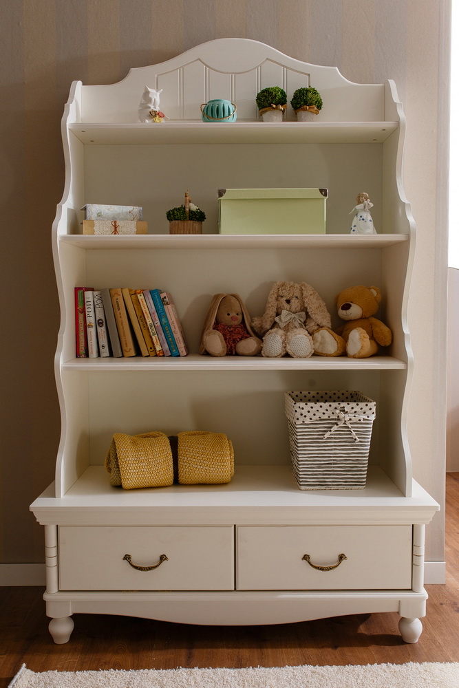 Стеллаж 4 полки 2 ящика Айно №3