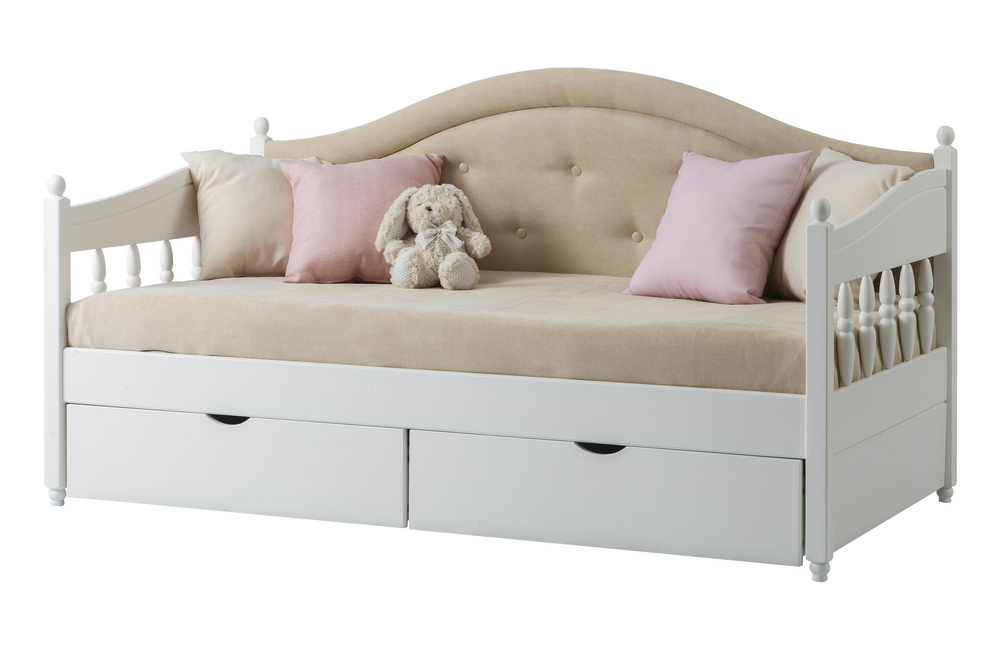 Тахта Айно №6 с мягким изголовьем с ящиками 800х1600