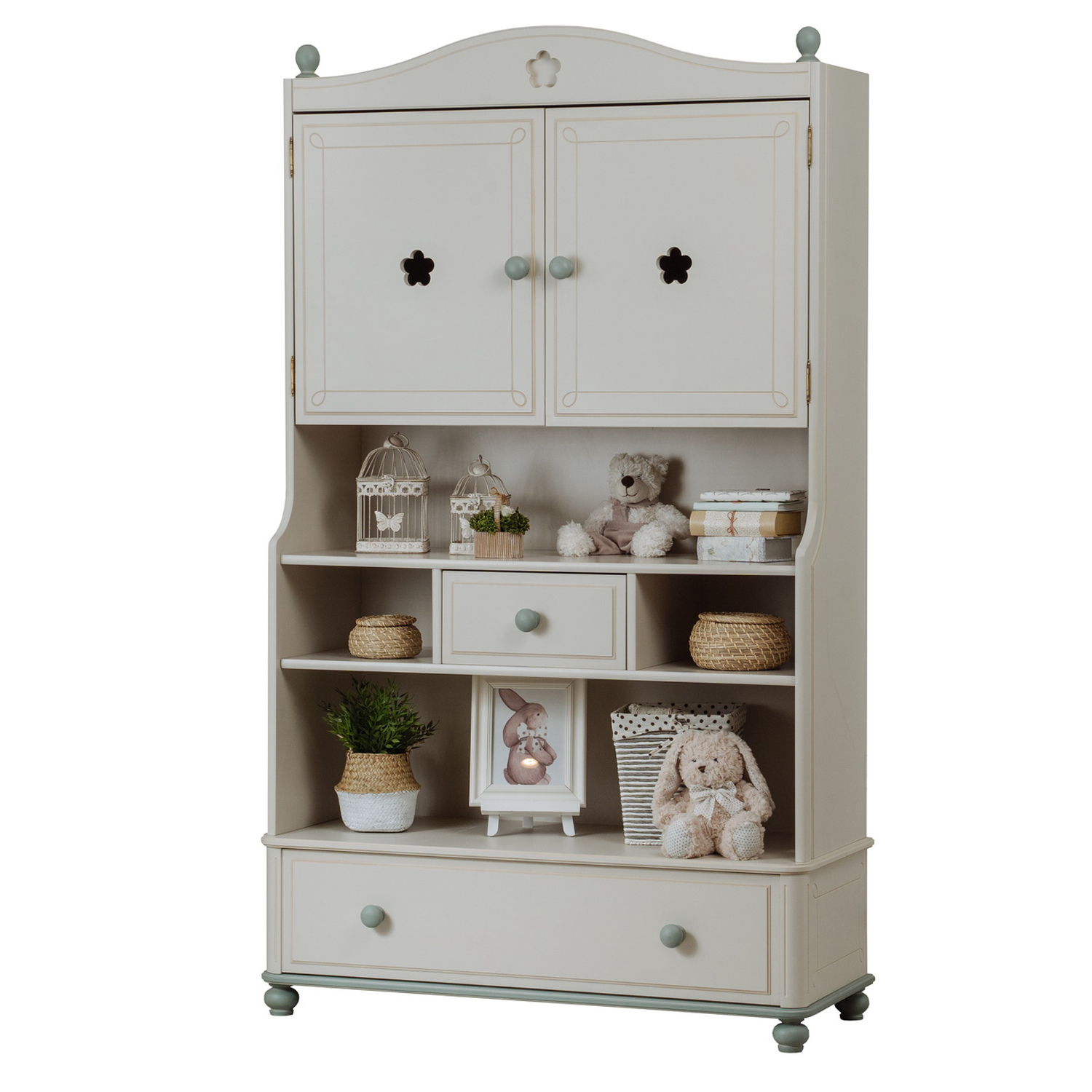 Стеллаж белый 2 ящика Бетти №9