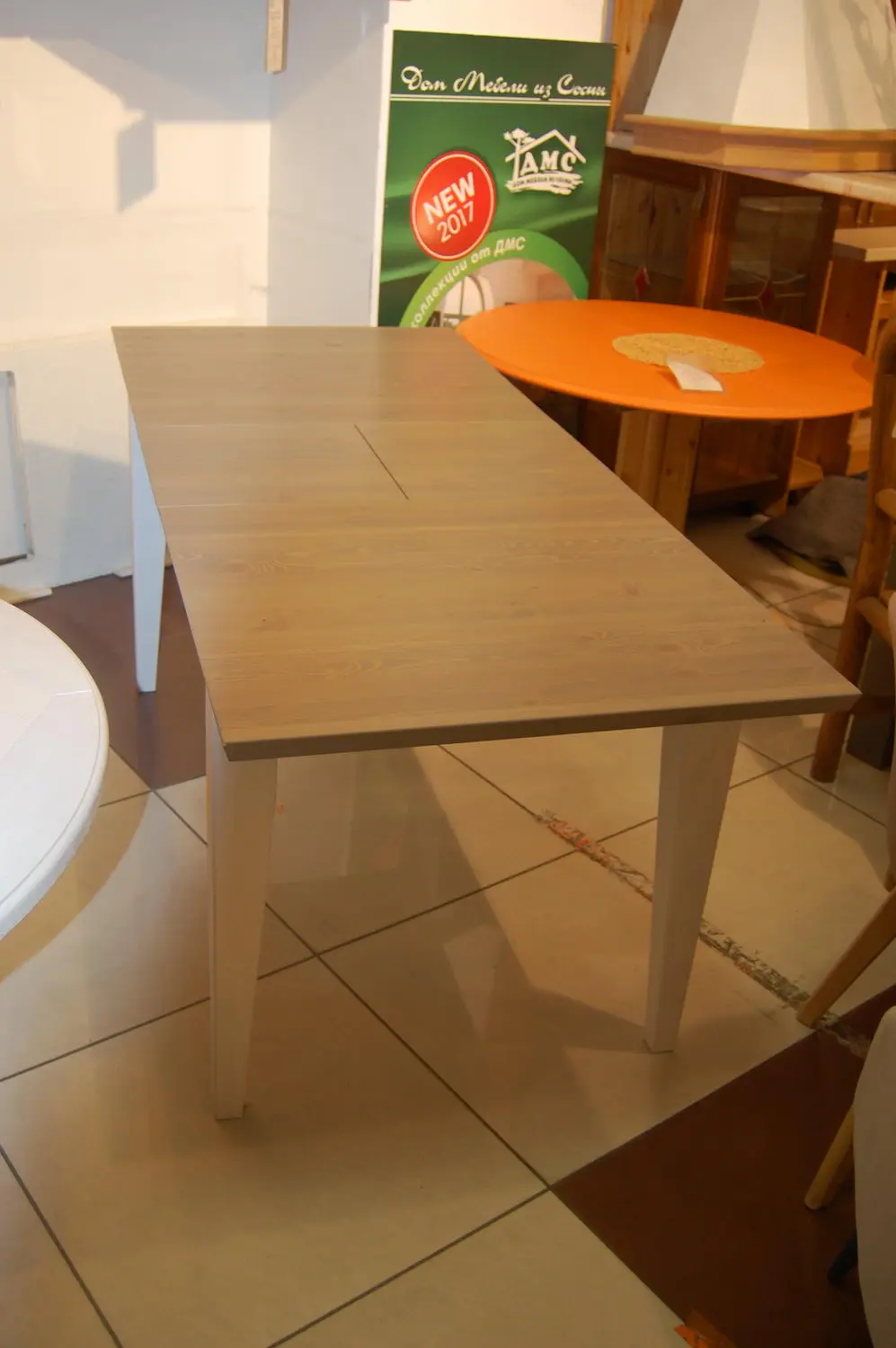 Стол Форест раздвижной 140 со вставкой белый воск/серый