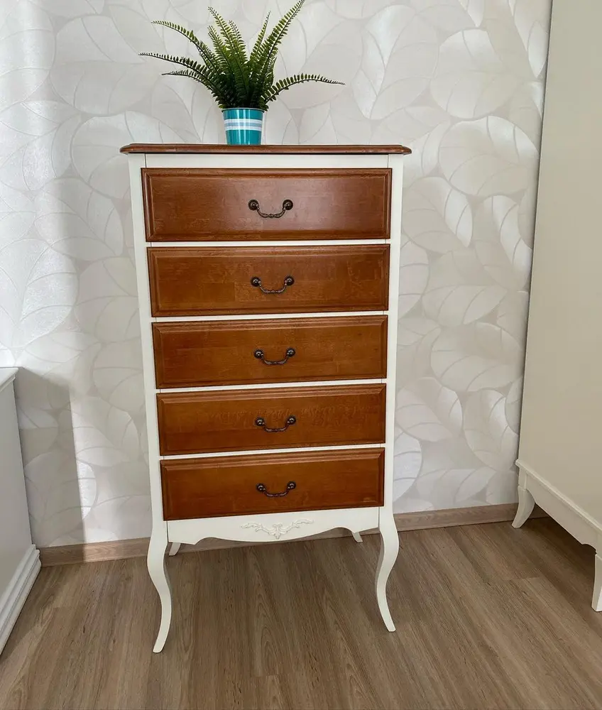 Комод с 5 ящиками белый дерево Авиньон