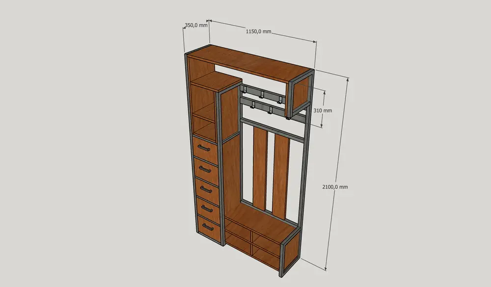 Вешалка с ящиками 01-06
