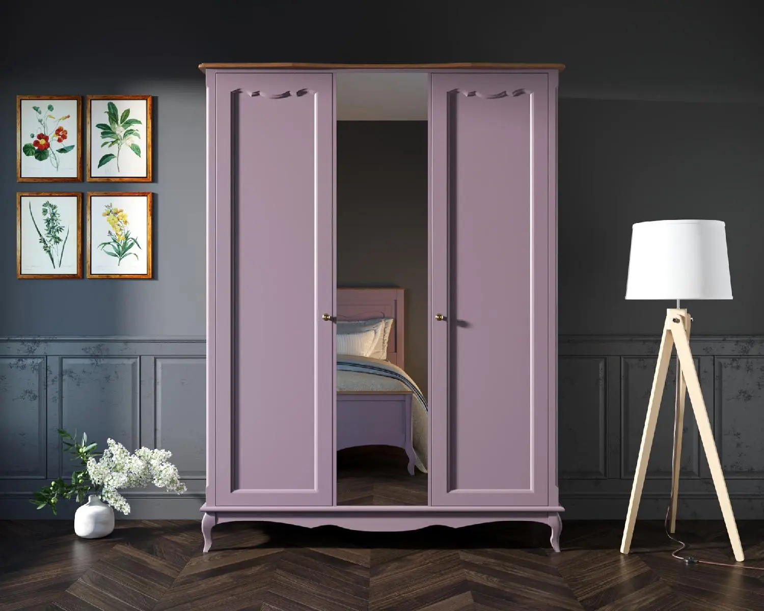 Шкаф Leontina Lavanda двухстворчатый с зеркалом арт ST9327ZL