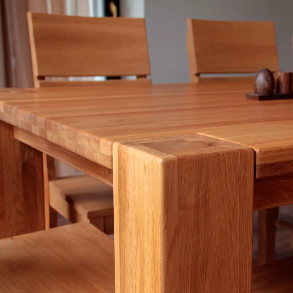 Стол обеденный из массива дуба Аляска 1200 (нога 90) "Премиум"