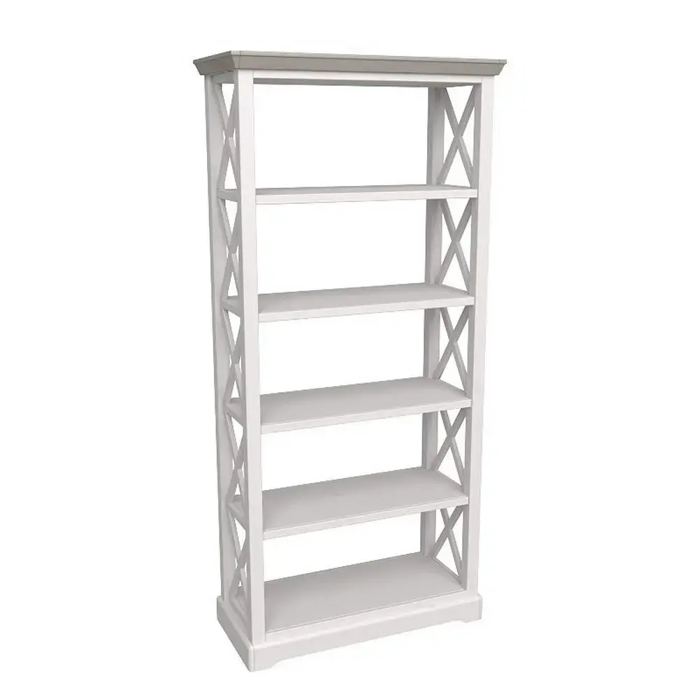 Стеллаж массив сосны Форест сквозной белый воск/антрацит(с крестом) белый