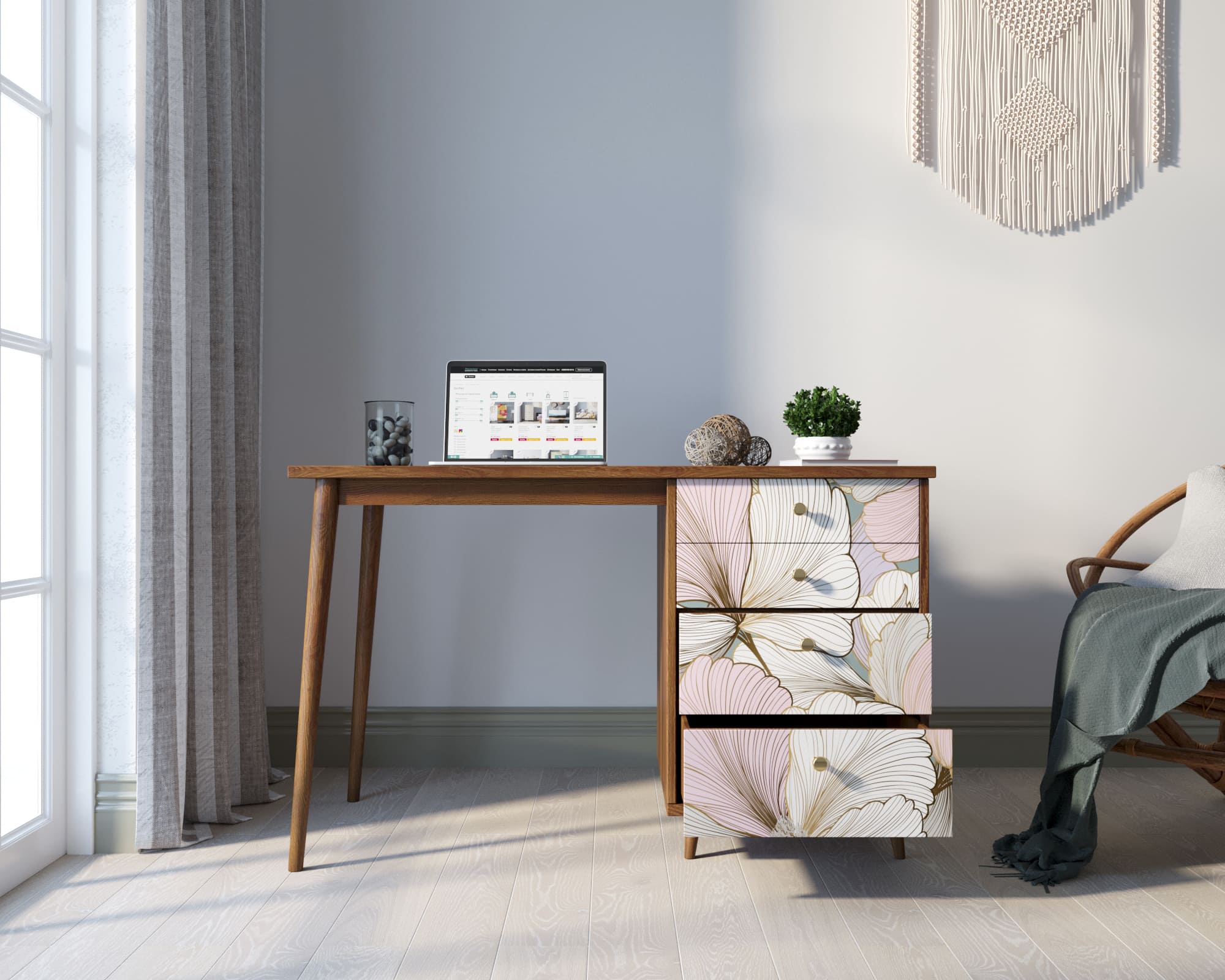 Стол рабочий "Berber" с одной тумбой