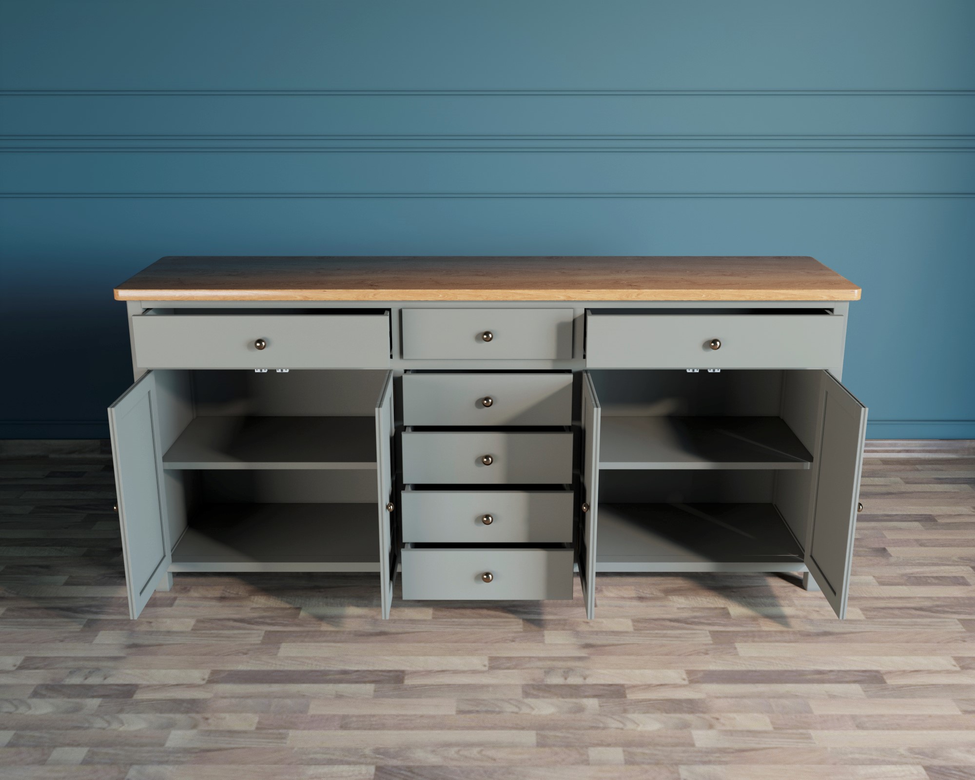 Большой комод с ящиками серый "Jules Verne"