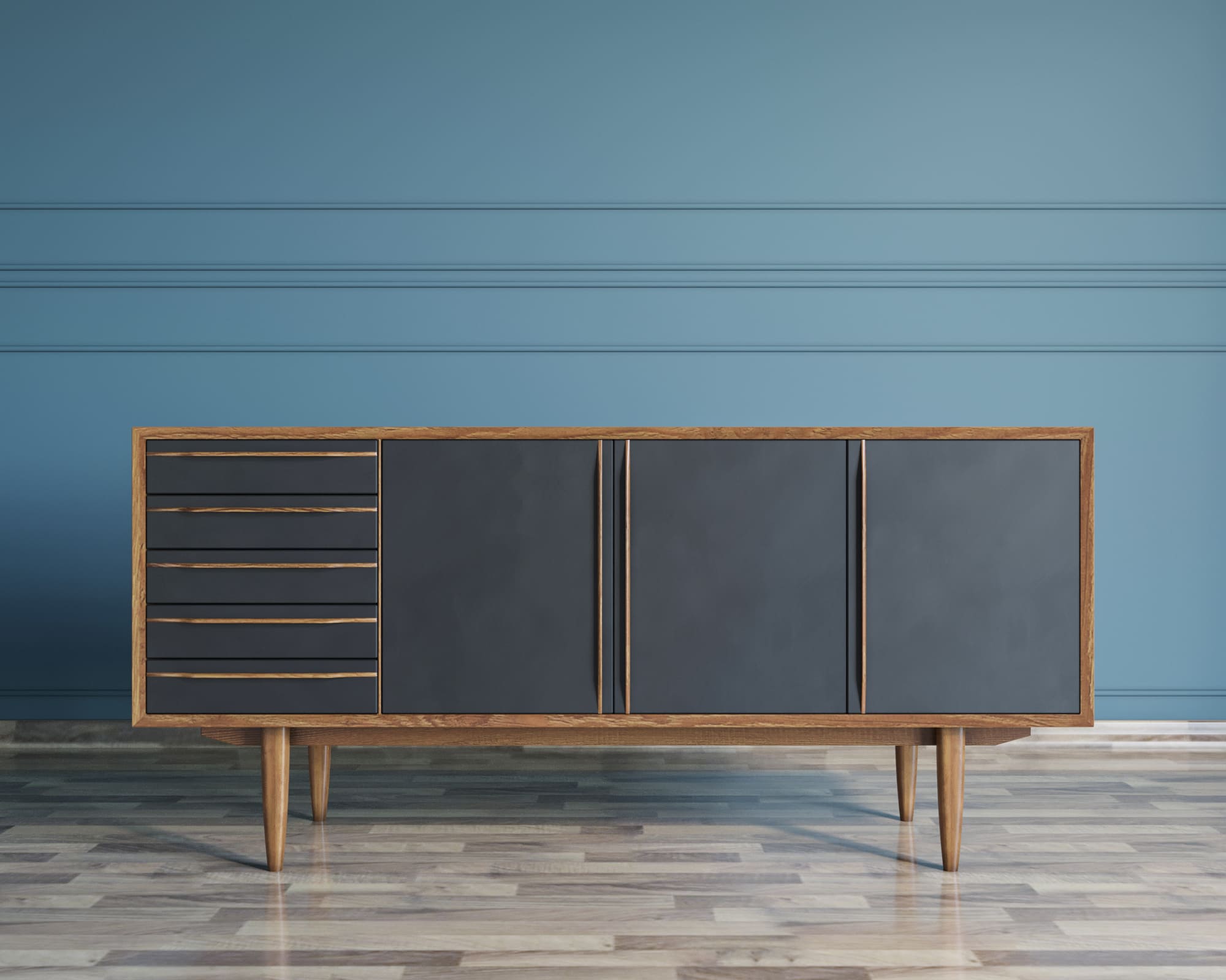 Комод с ящиками "Bruni Black" три дверки