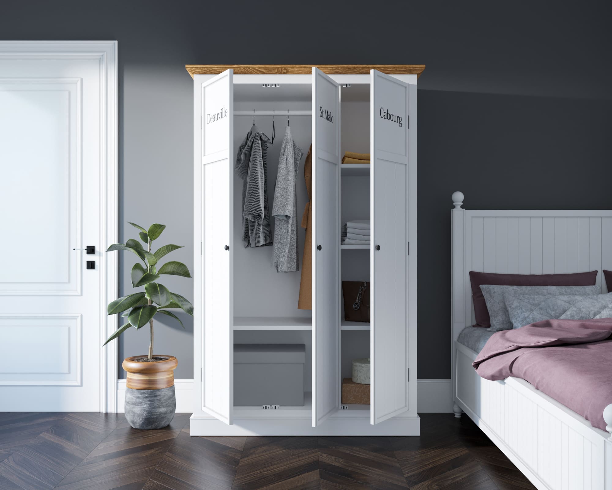 Шкаф трехстворчатый для детской "Palermo" в стиле прованс