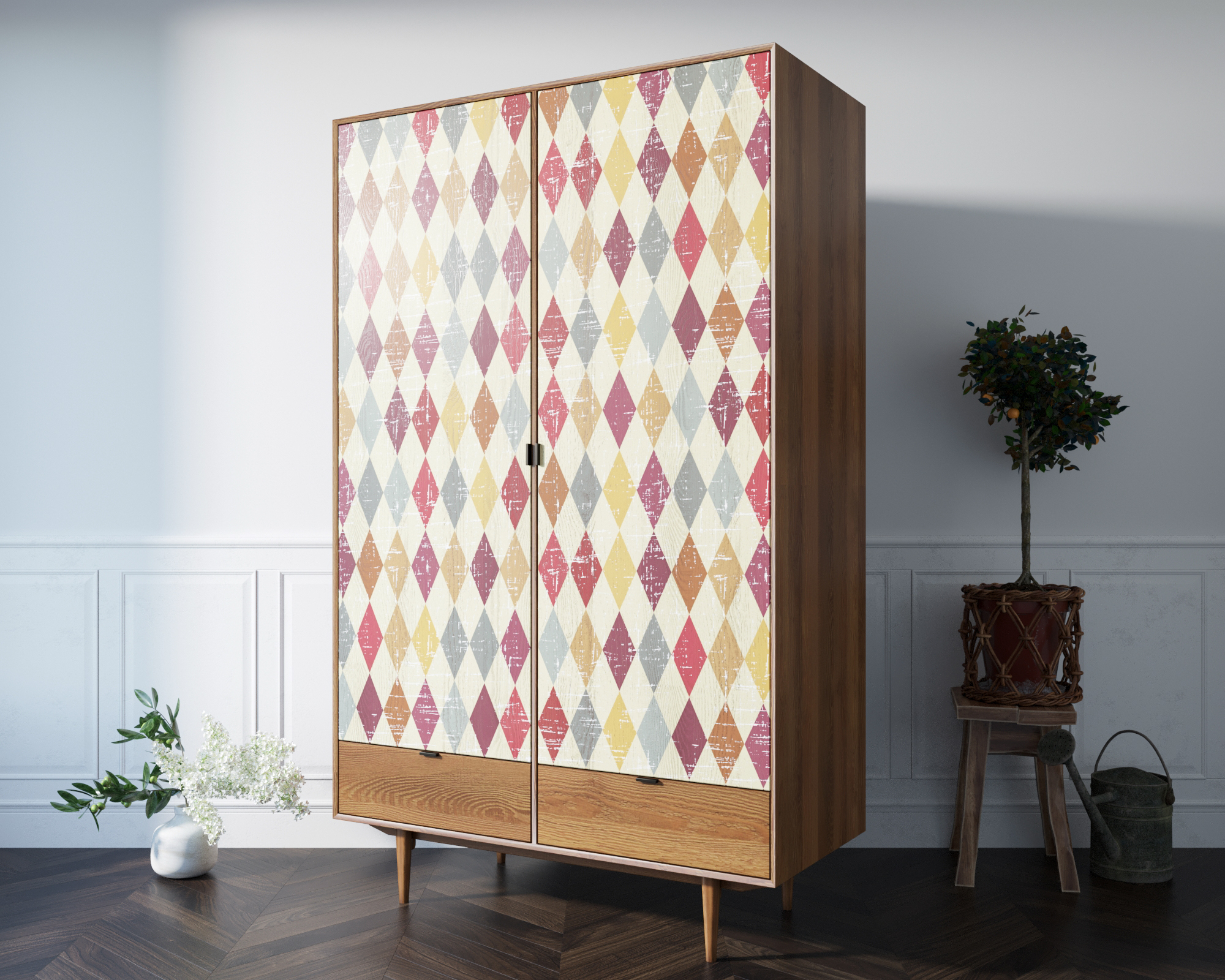 Шкаф двухстворчатый с двумя ящиками внизу «Bruni print"