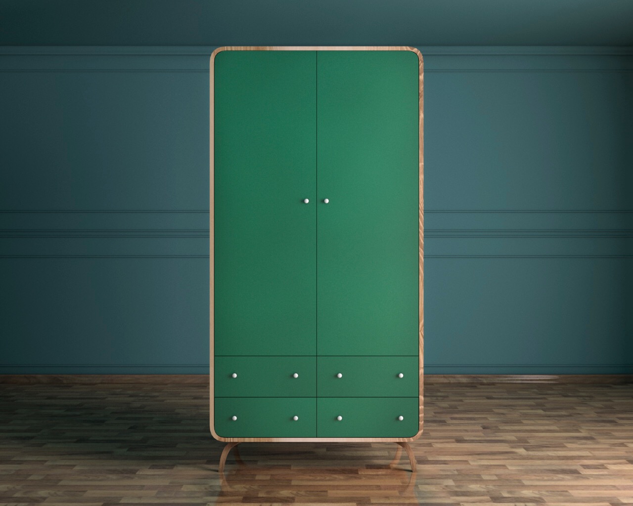 Шкаф двухстворчатый с ящиками внизу в скандинавском стиле "Ellipse"