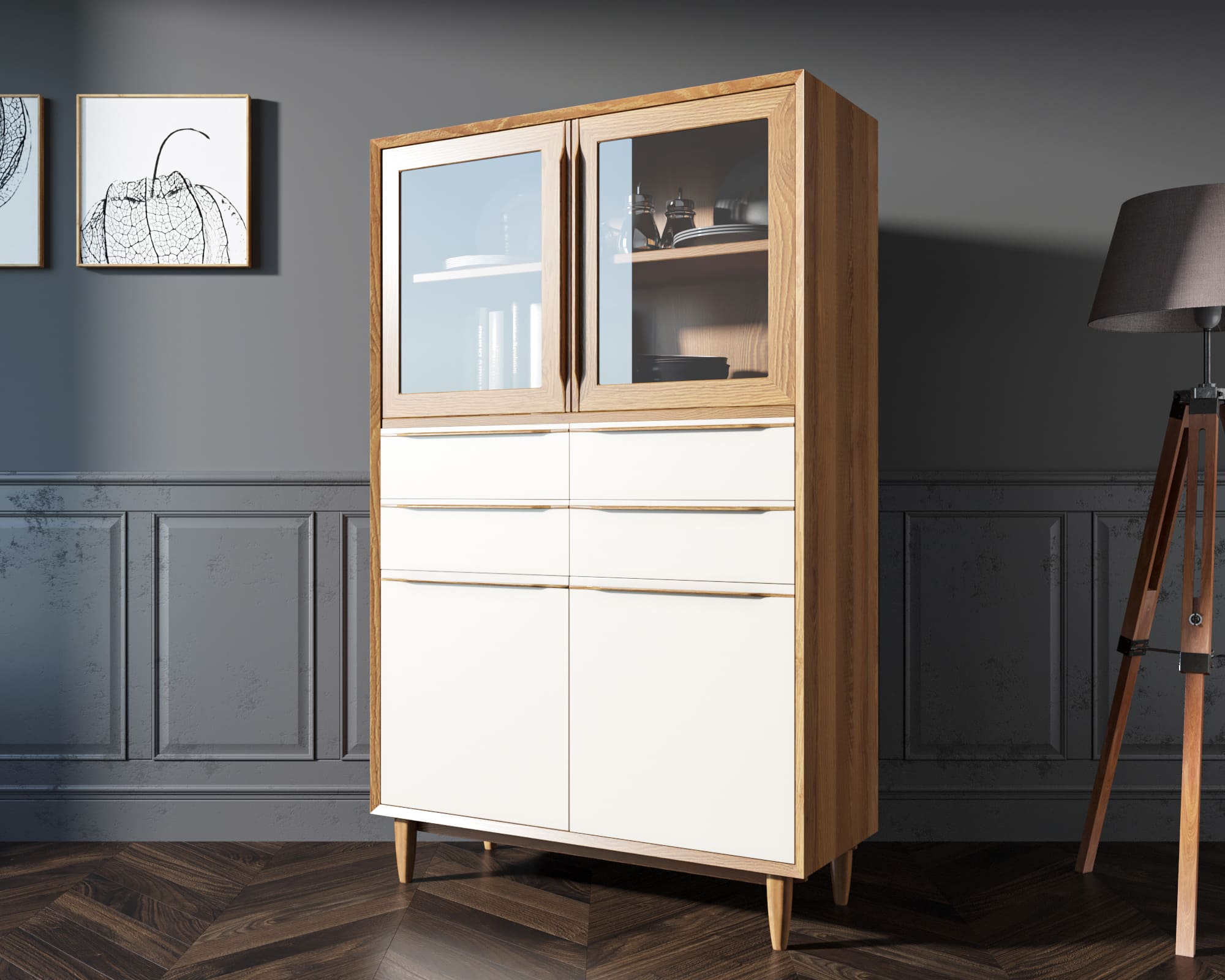 Буфет большой массив "Bruni white" большой