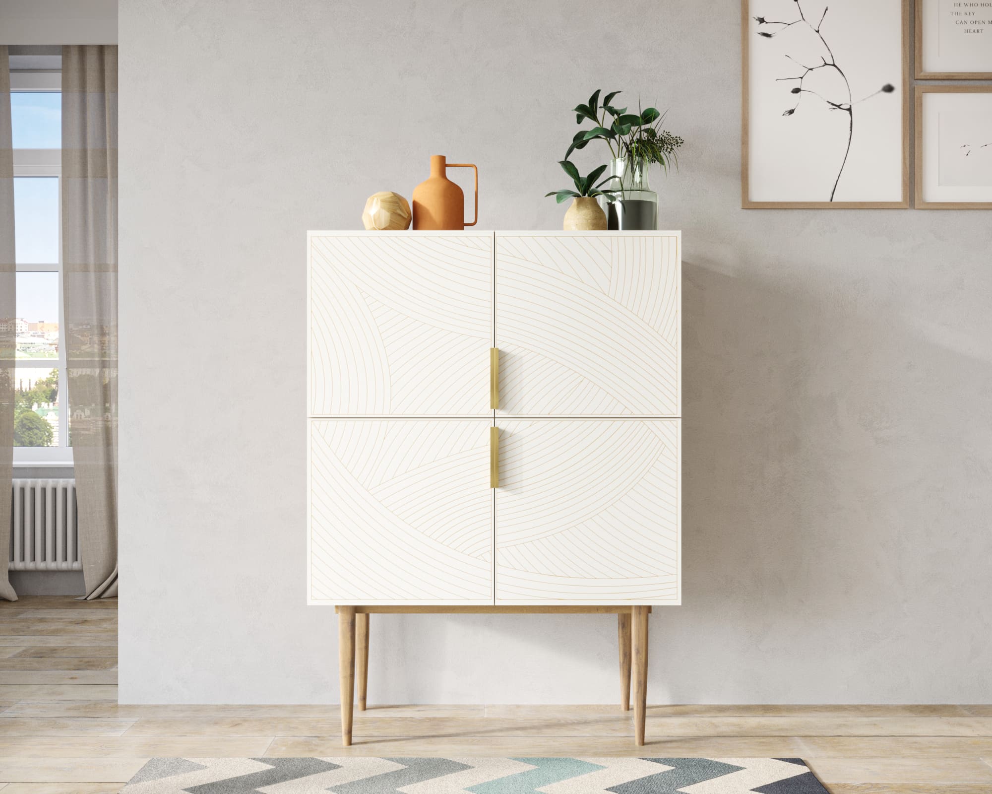 Малый комод с четырьмя дверками на высоких ножках "Line" LN13/GR1