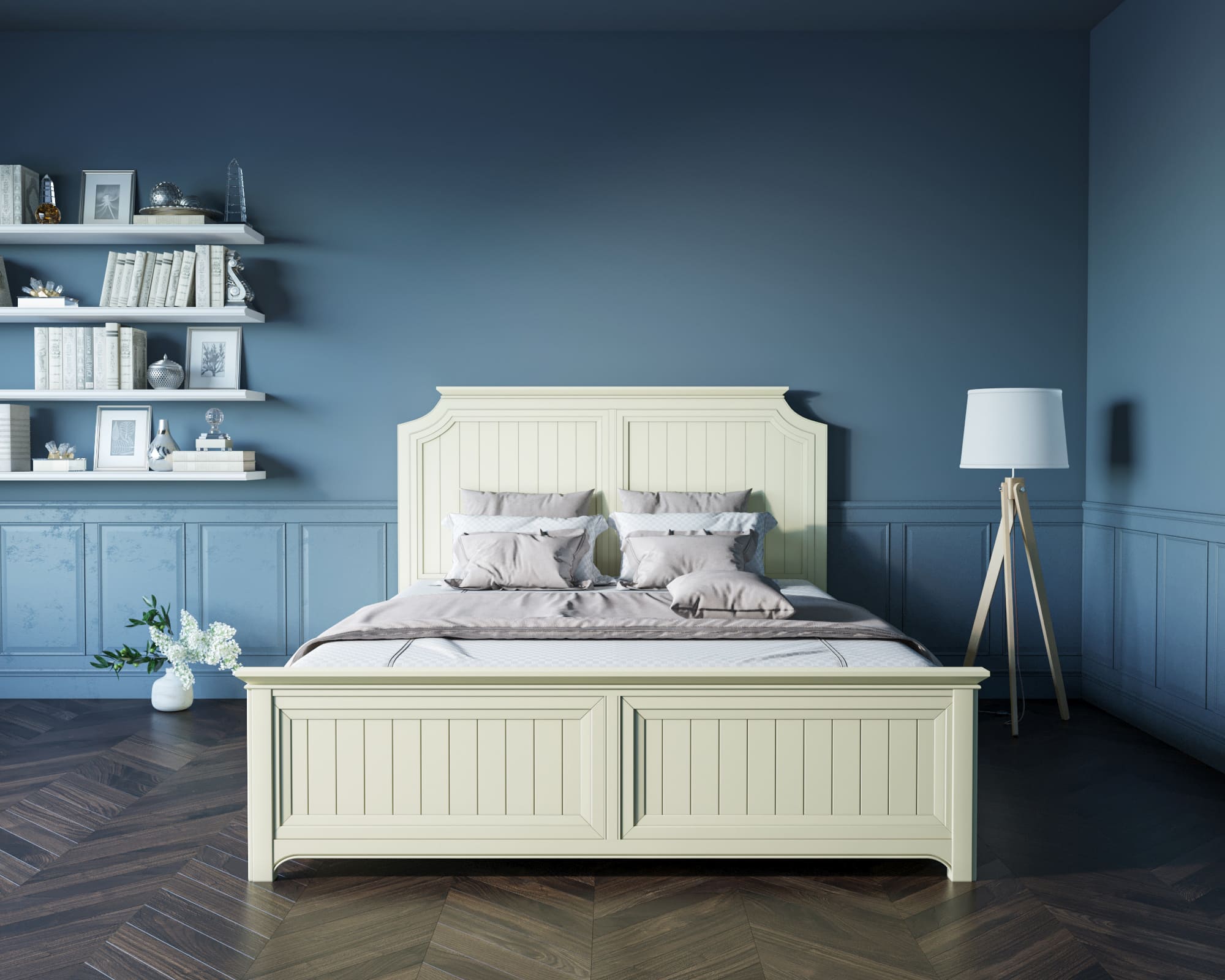 Бежевая кровать двухспальная  "Olivia" 1800х2000