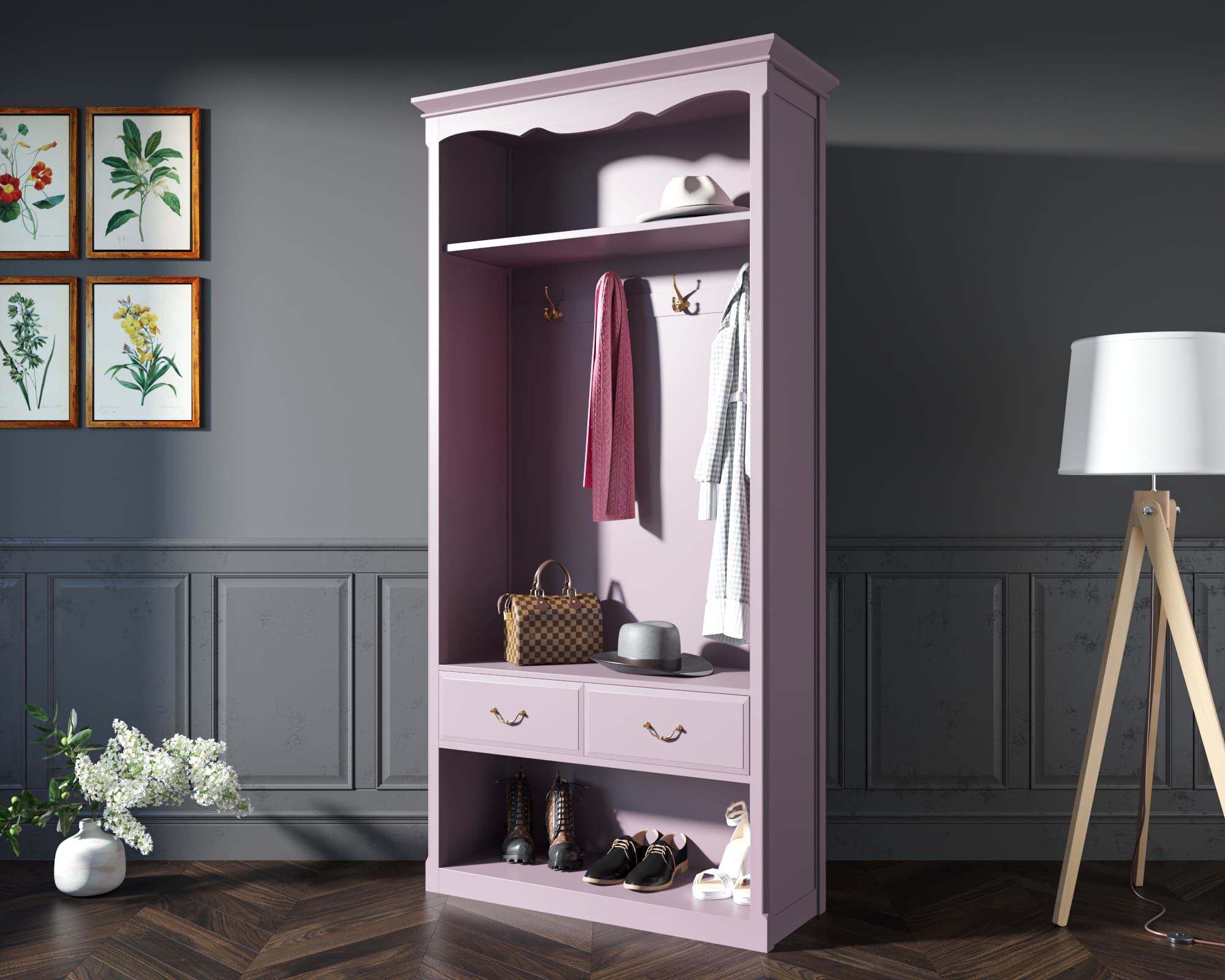 Шкаф-прихожая массив Leontina Lavanda открытая арт ST9360L