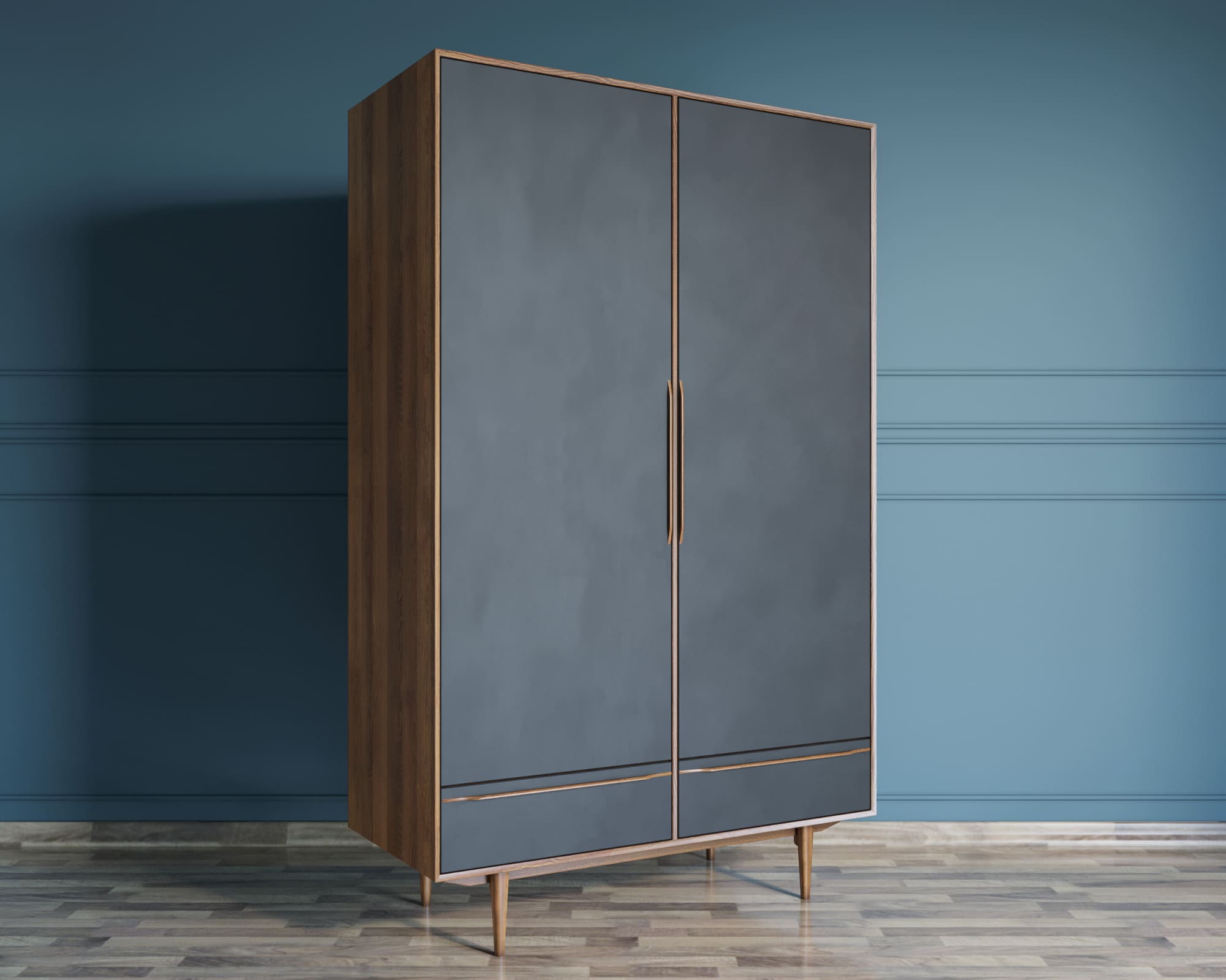 Шкаф двустворчатый  "Bruni Black" с двумя ящиками