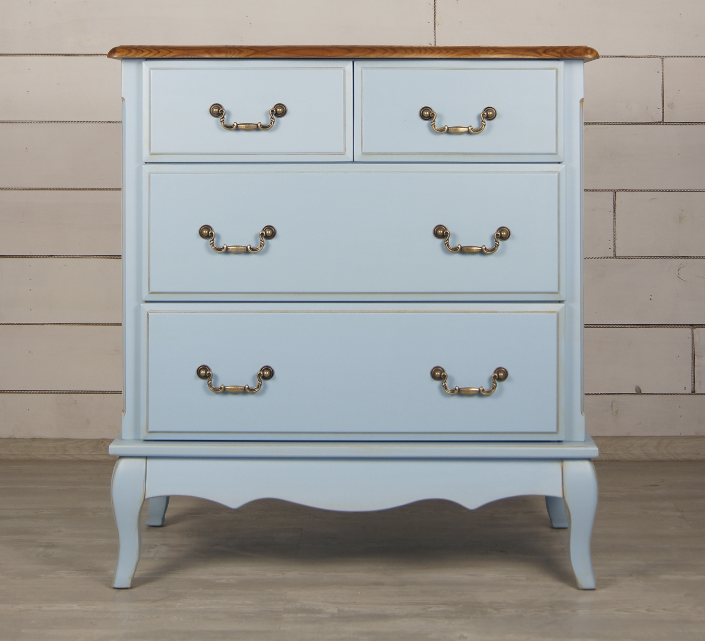 Голубой комод (4 ящика) дерево Leontina