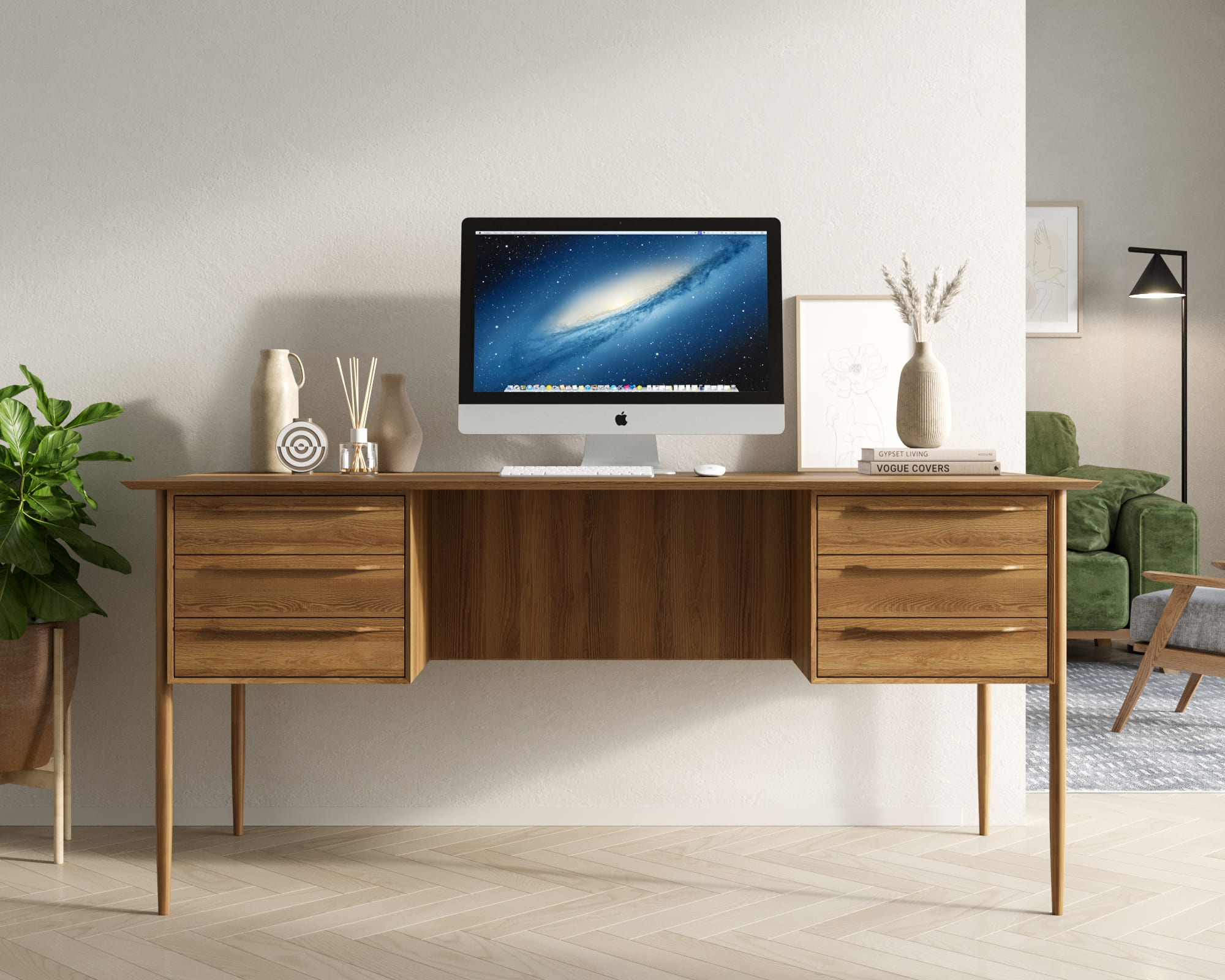 Рабочий письменный стол массив «Bruni" с ящиками