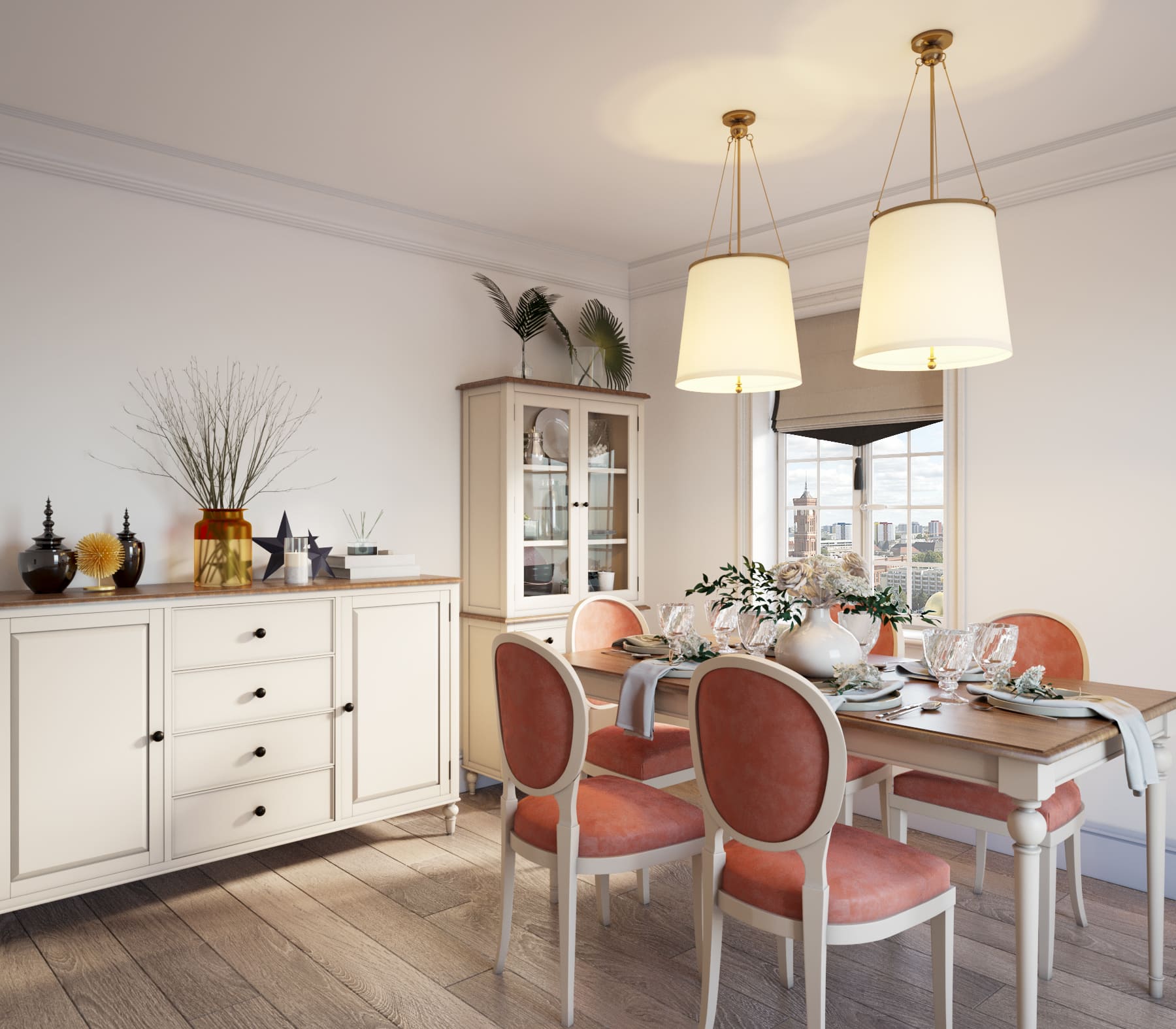 Большой комод с 4 ящиками белый "Odri"