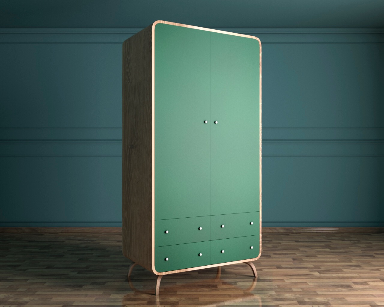 Шкаф двухстворчатый с ящиками внизу в скандинавском стиле "Ellipse"