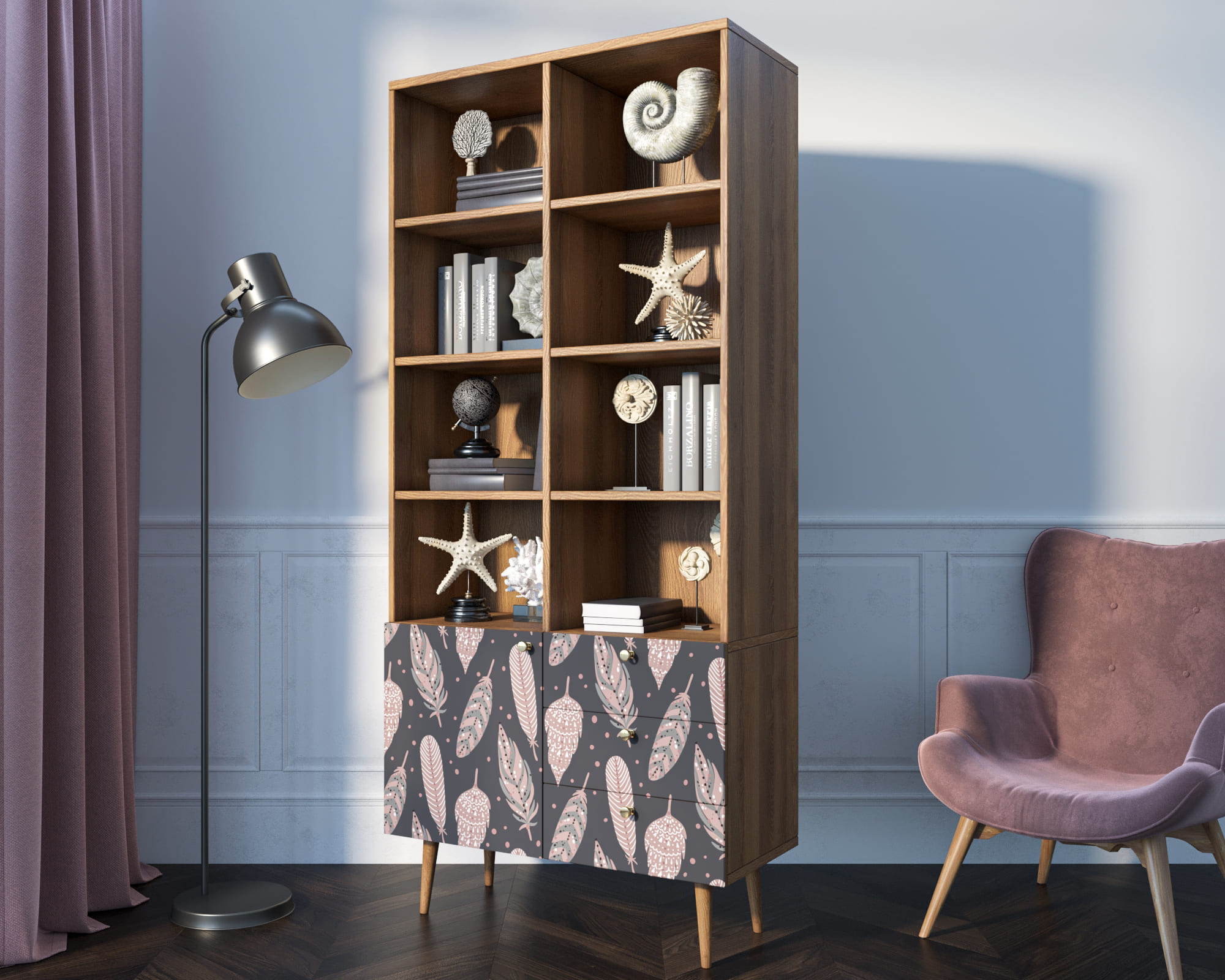 Стеллаж 3 ящика на комоде "Berber"