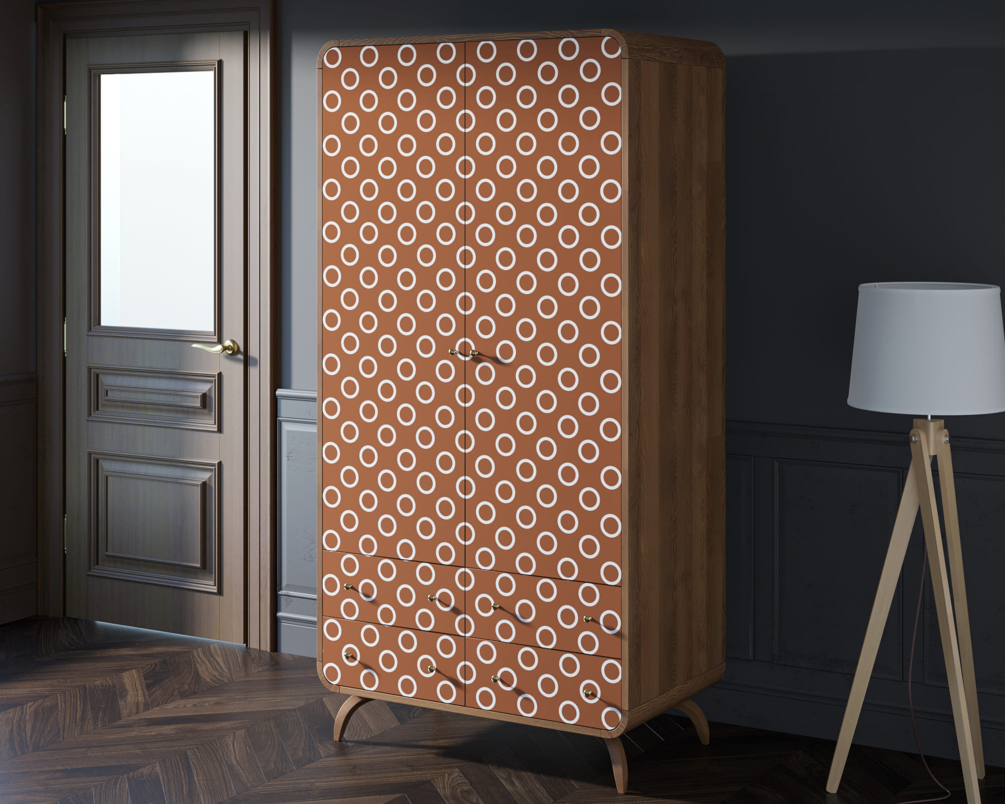 Шкаф в скандинавском стиле "Ellipse Print" с ящиками принт 3