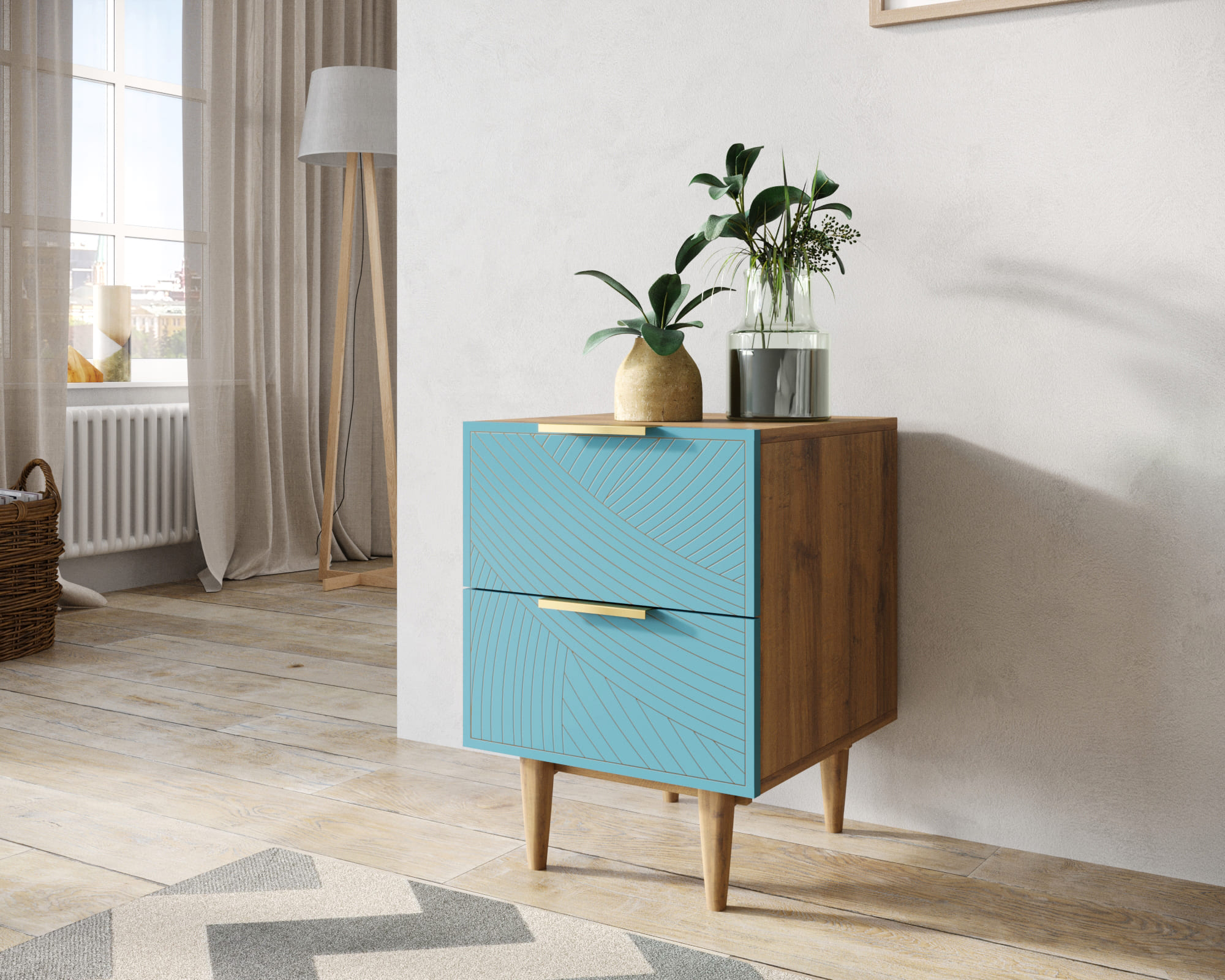 Тумбочка с двумя ящиками "Line" LN07/GR1