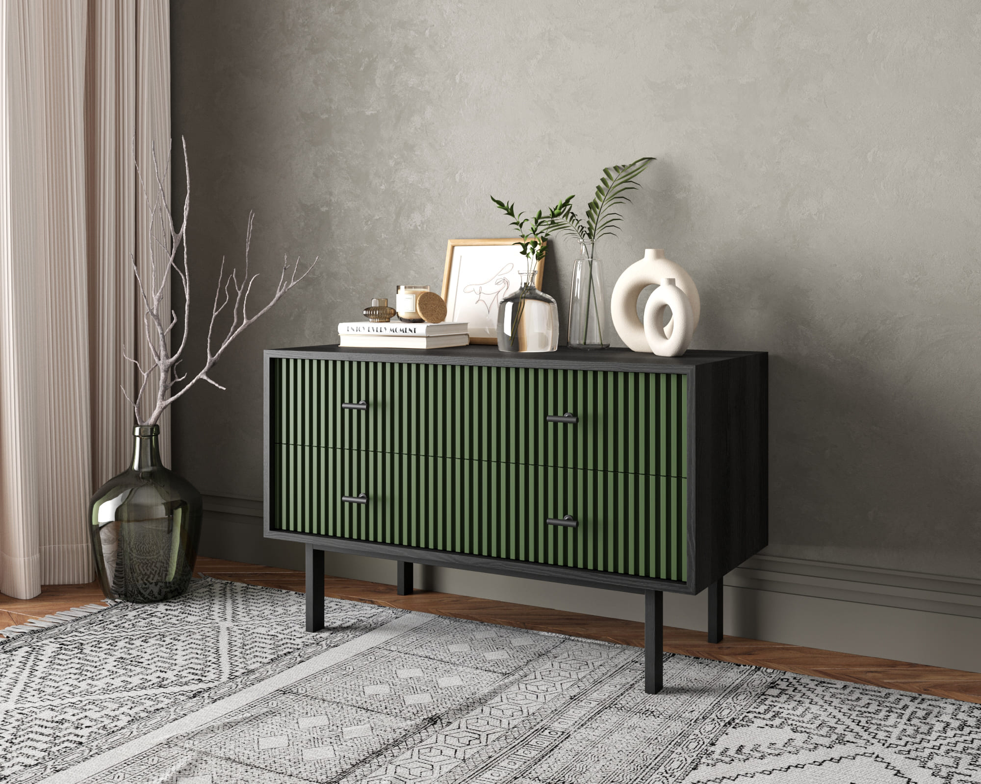 Комод с четырьмя ящиками "Emerson" арт EM05/green/L