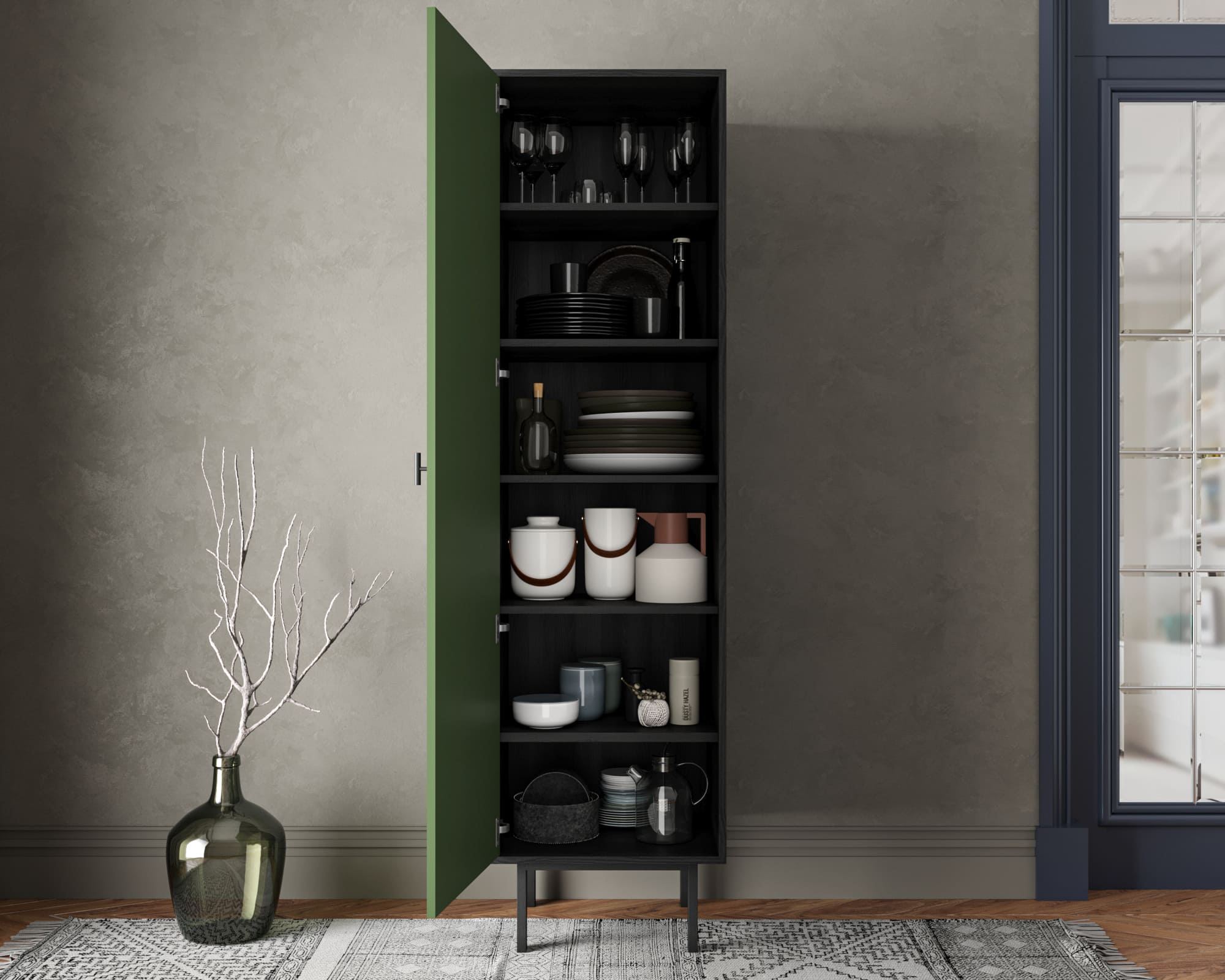 Шкаф c одной дверкой "Emerson" арт EM101/green/L