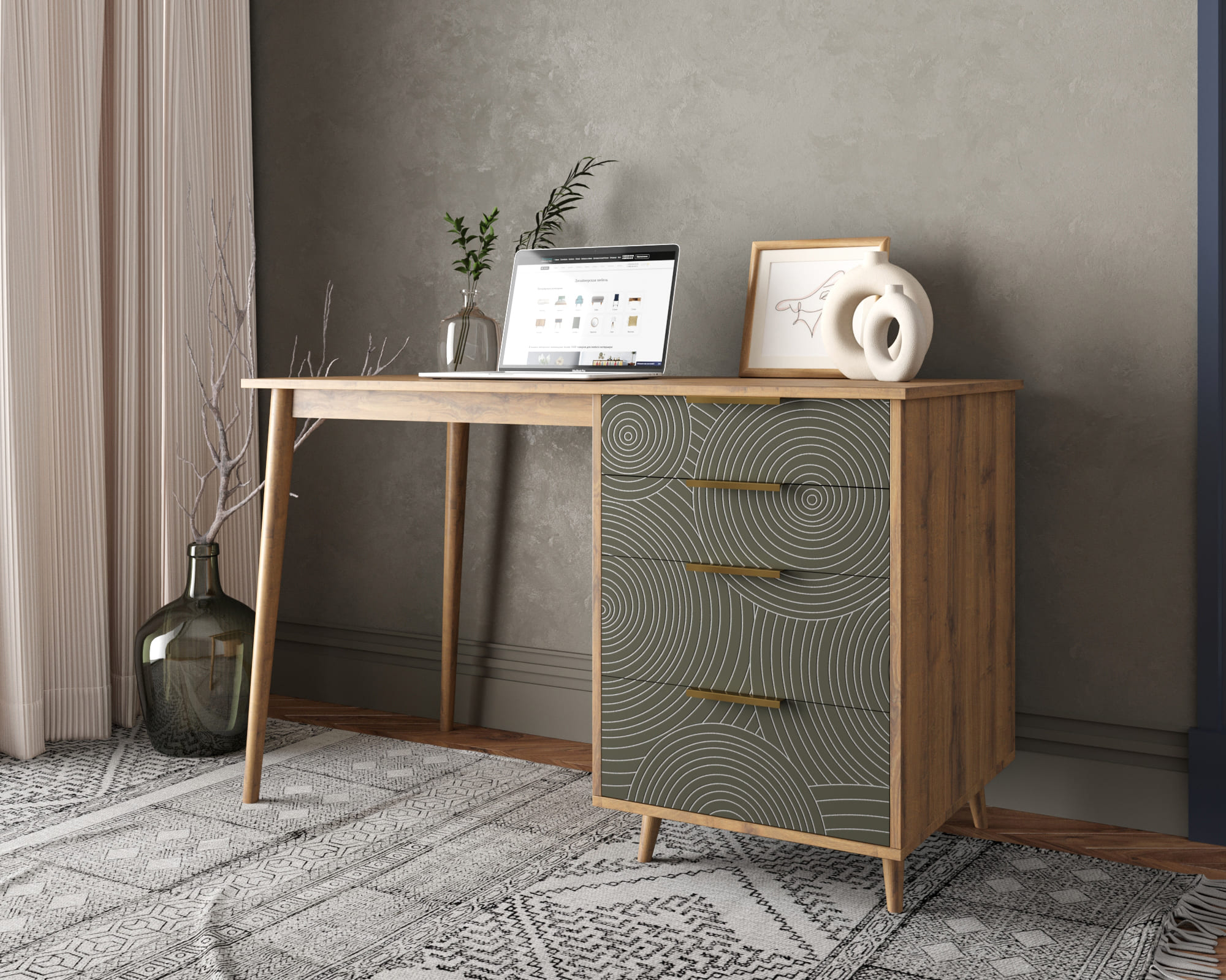 Стол рабочий "Line"  с одной тумбой R23