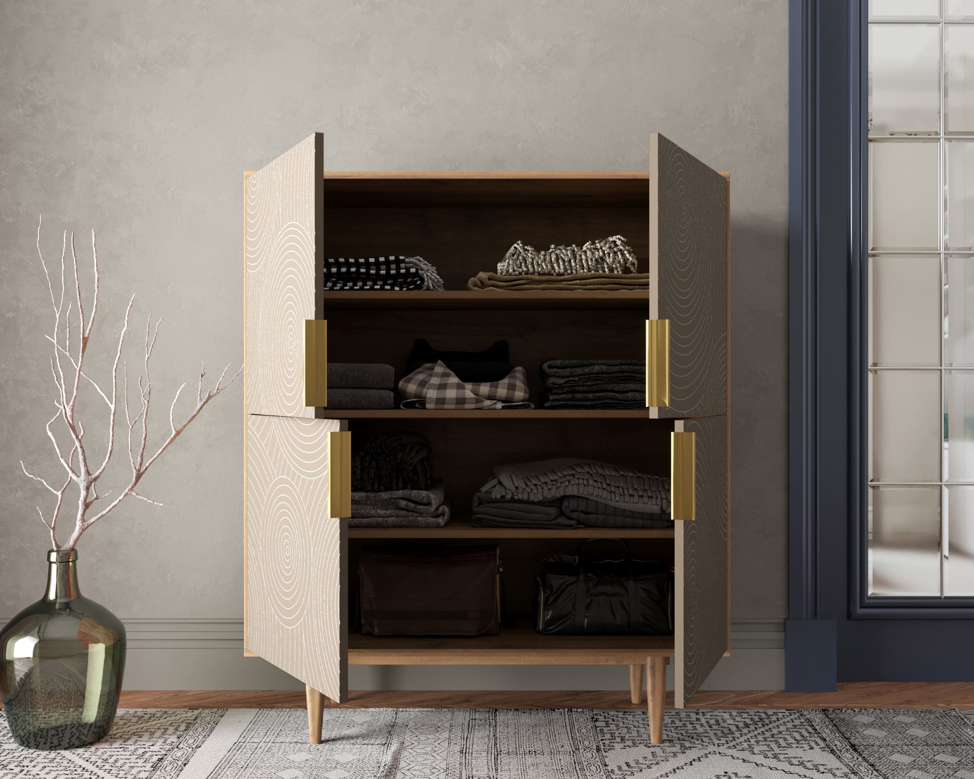 Большой комод с четырьмя дверками "Line" R19