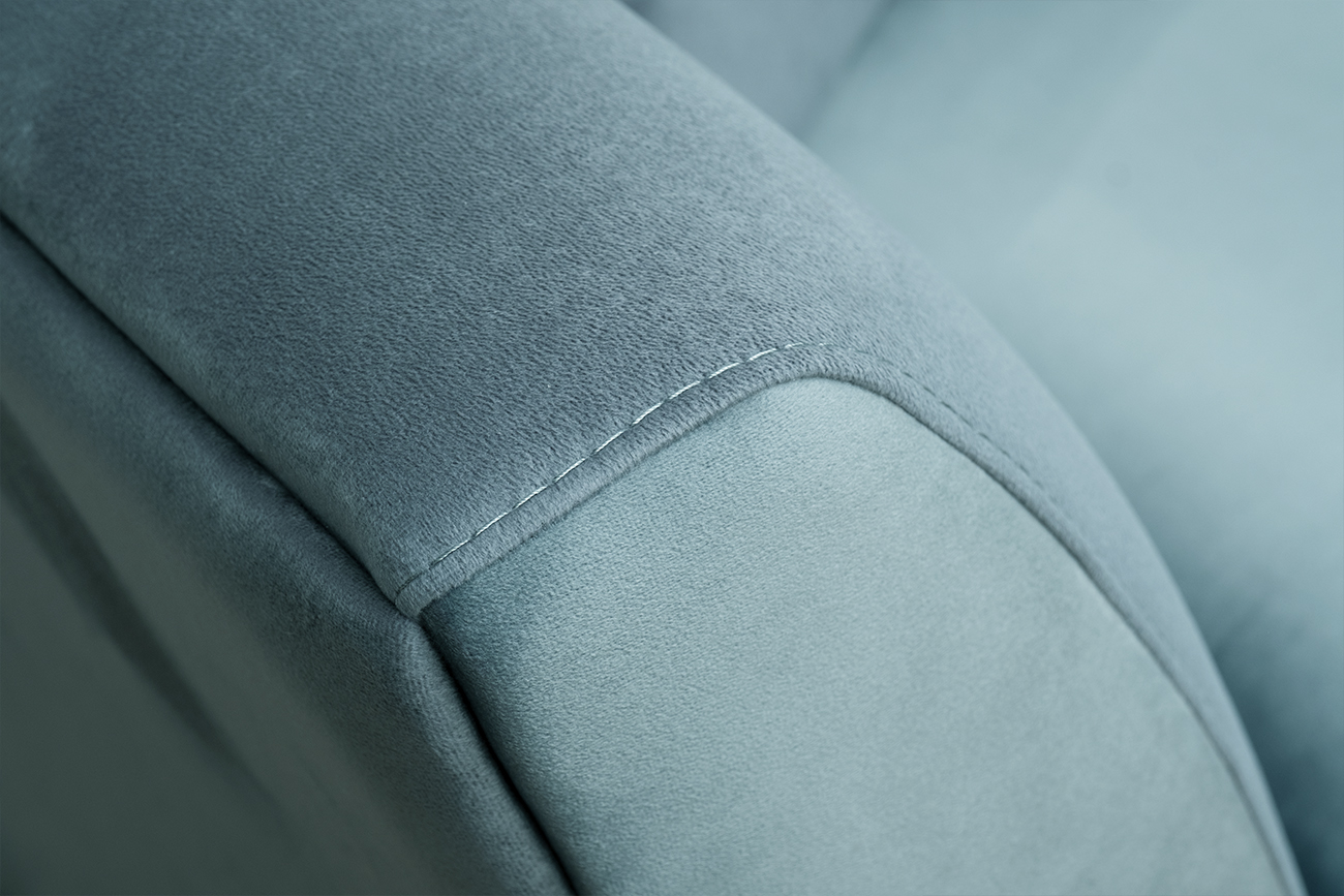 Диван Annette трехместный без мех,велюр бирюз.Colt1004/зол 250*100*95