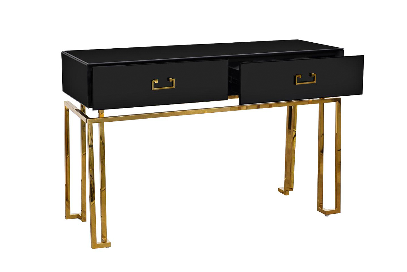 KFG058 Консоль черная 2 ящика  120*42*77см