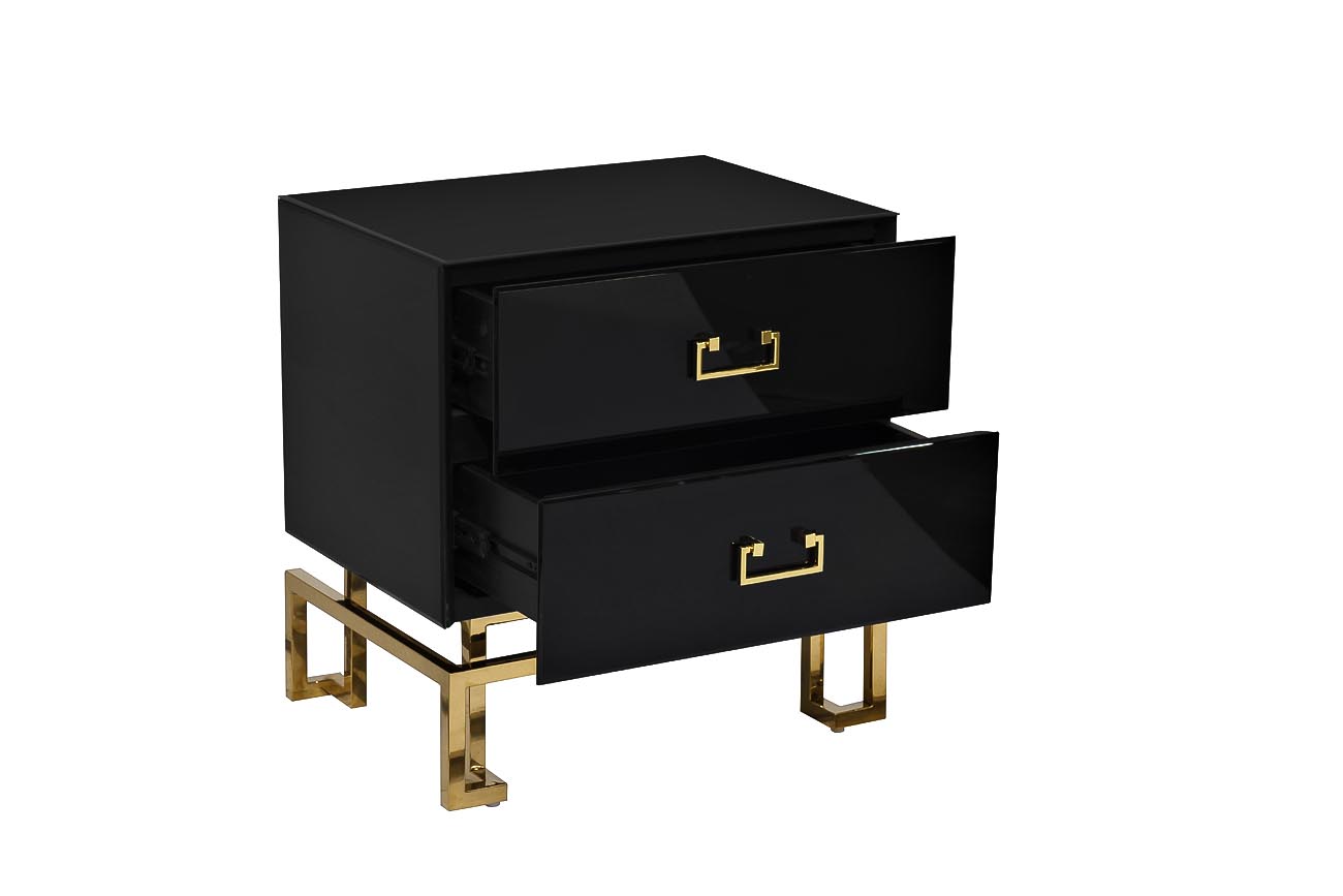 KFG059 Тумба c 2-мя ящиками черная/золото