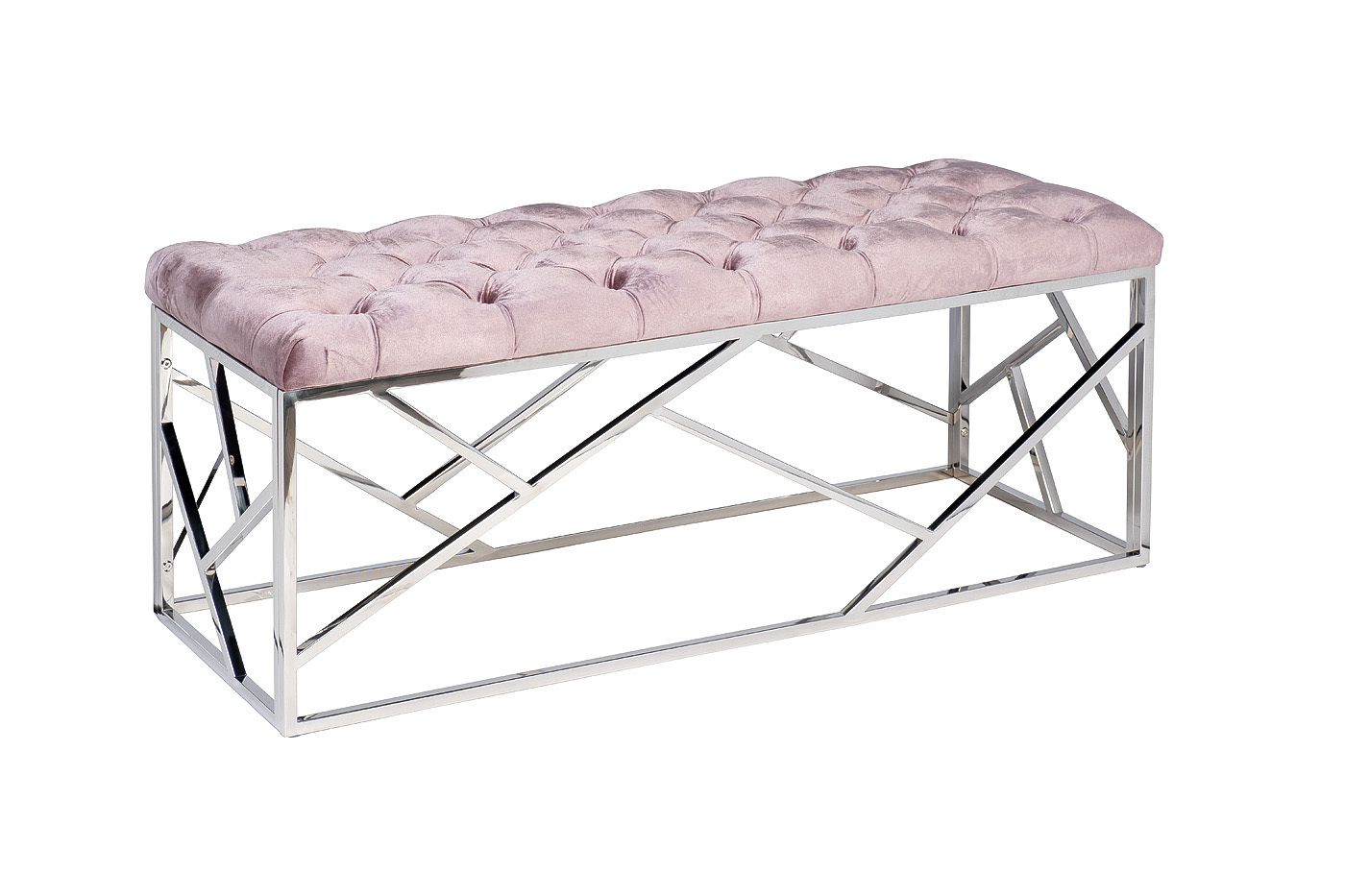 GY-BEN7834-DPK Банкетка велюр темно-розовый/ хром