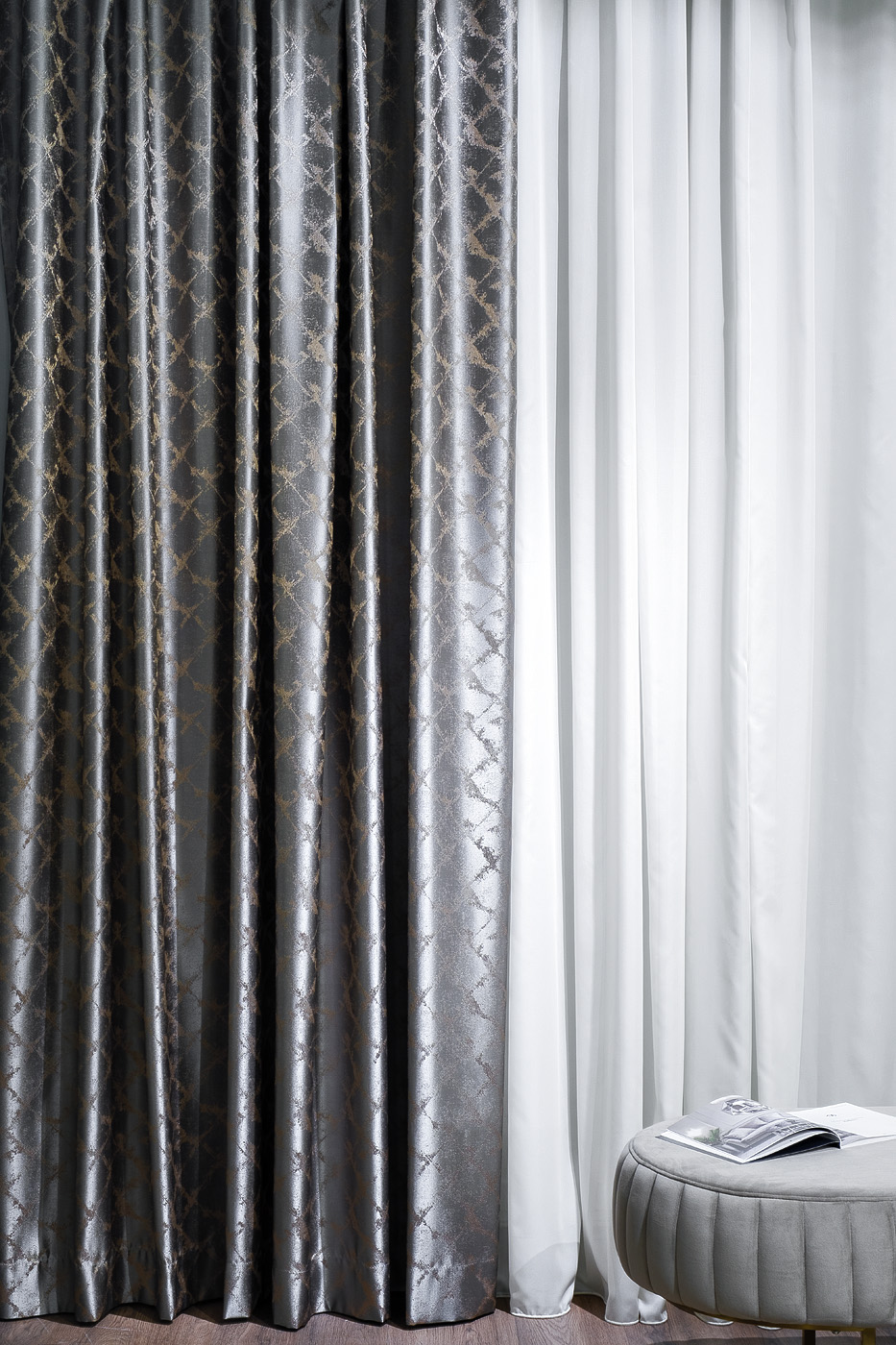 121GD-GAB1306-PORT SER Портьера TRENTO серая