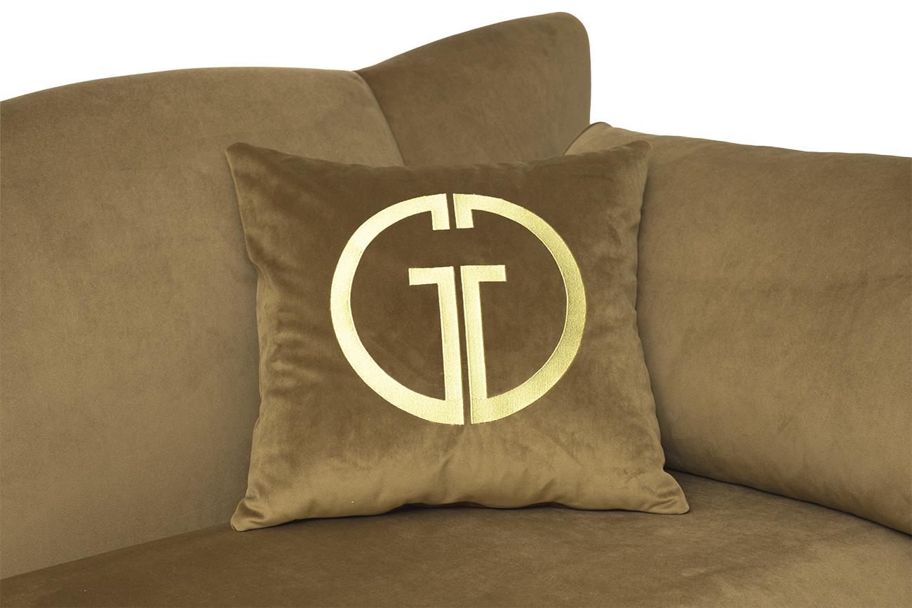 Диван Siena трехместный без механизма, велюр золотой Colt004