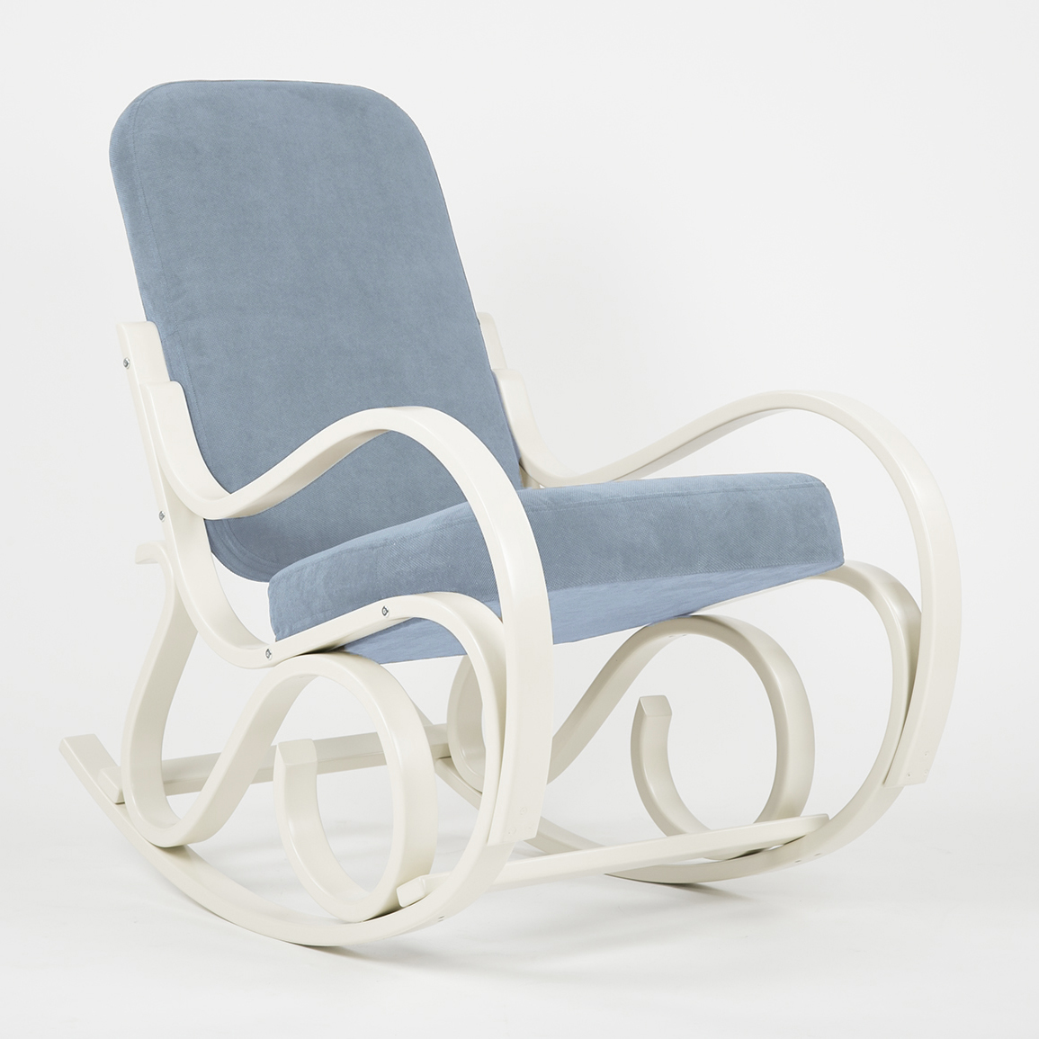 кресло-качалка Луиза фреш 11 голубой каркас Белый