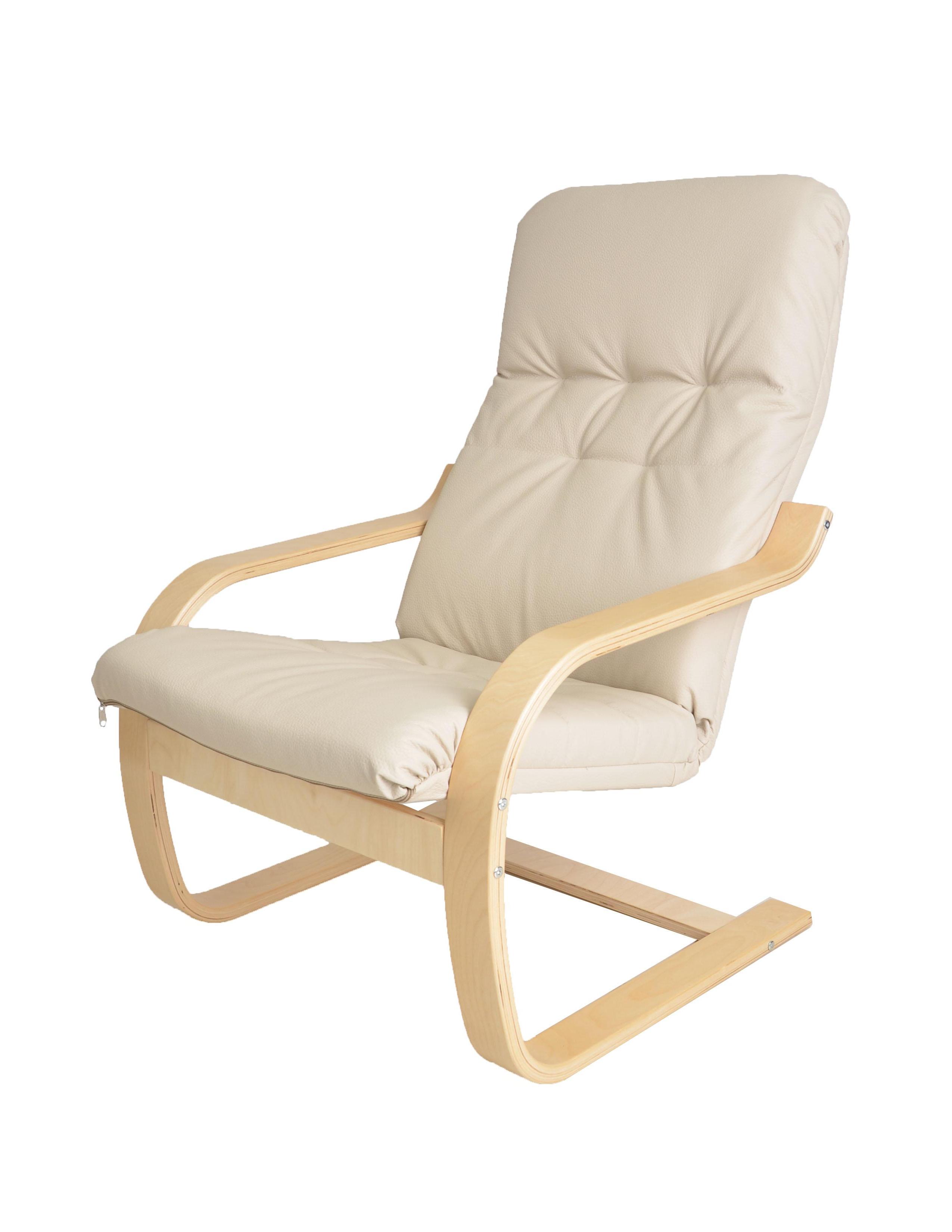 кресло Сайма Экокожа бежевый каркас Берёза