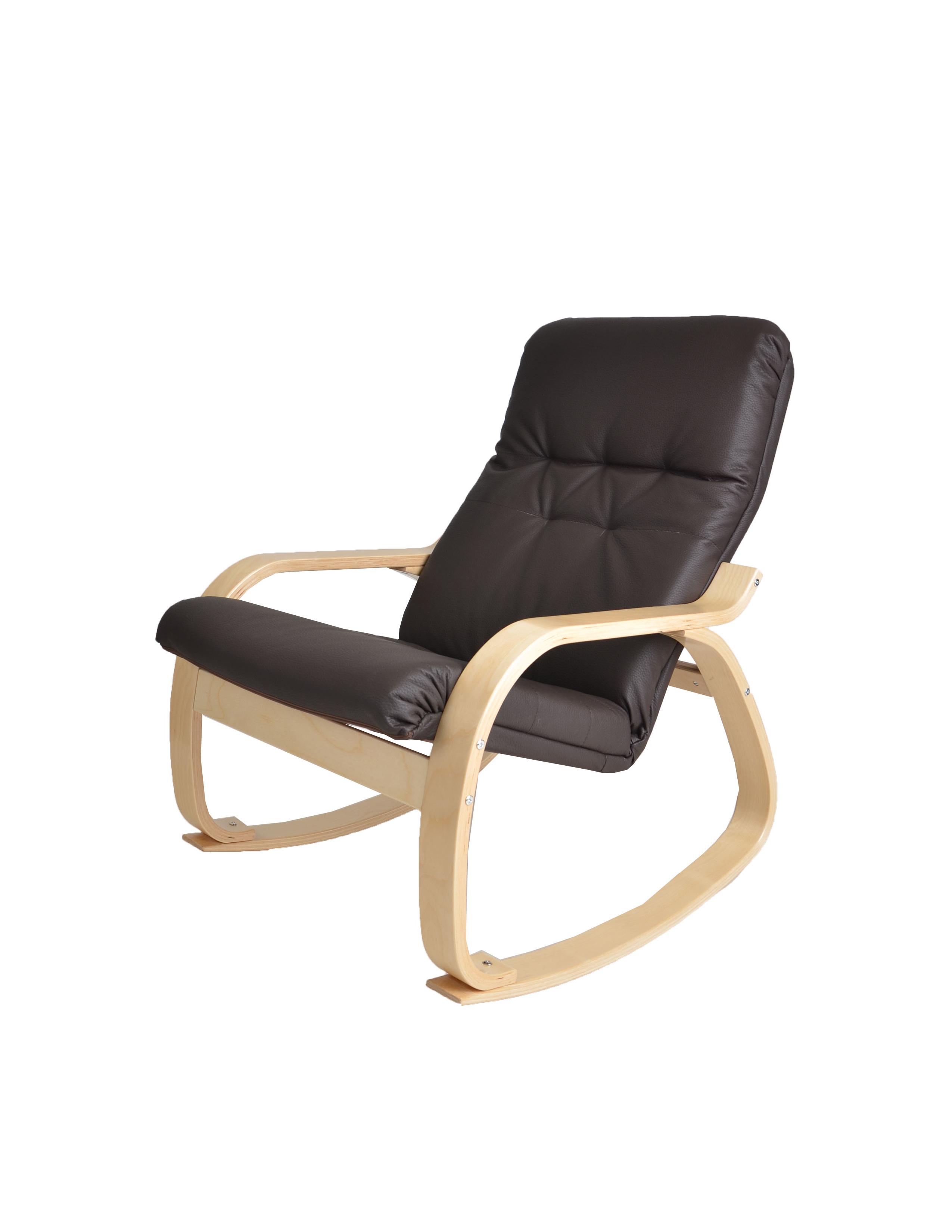 кресло-качалка Сайма Экокожа шоколад каркас Берёза