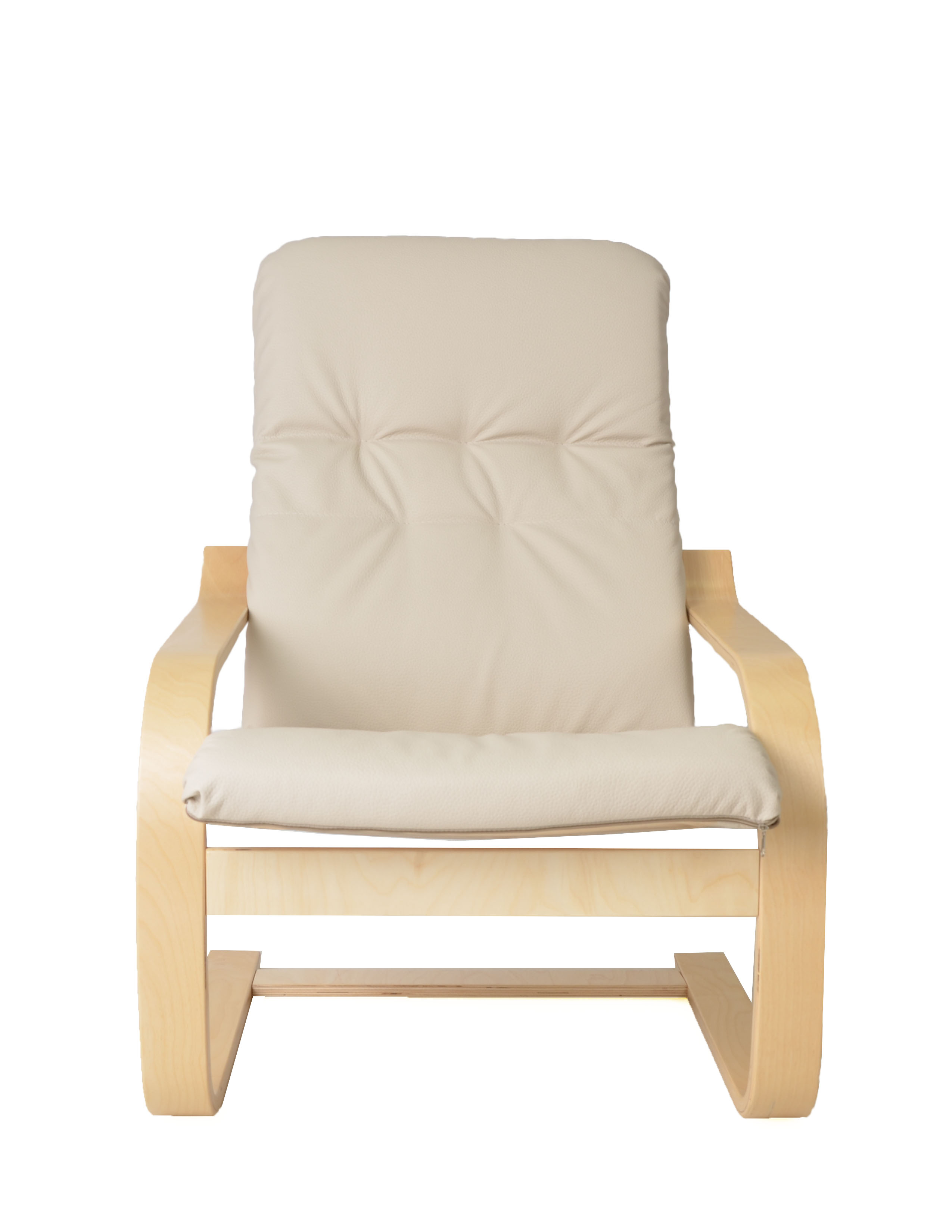 кресло Сайма  Экокожа бежевый каркас  Берёза