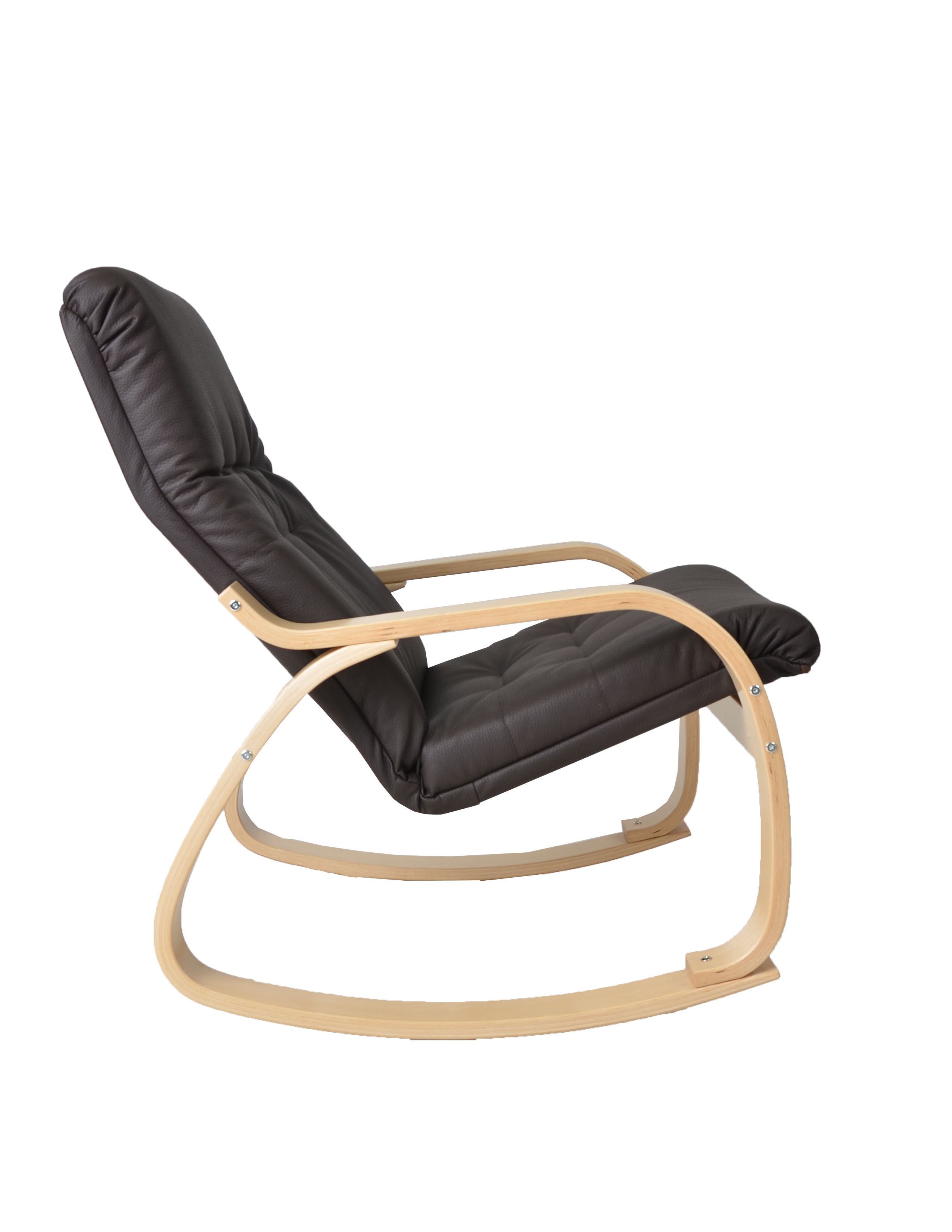 кресло-качалка Сайма  Экокожа шоколад каркас  Берёза