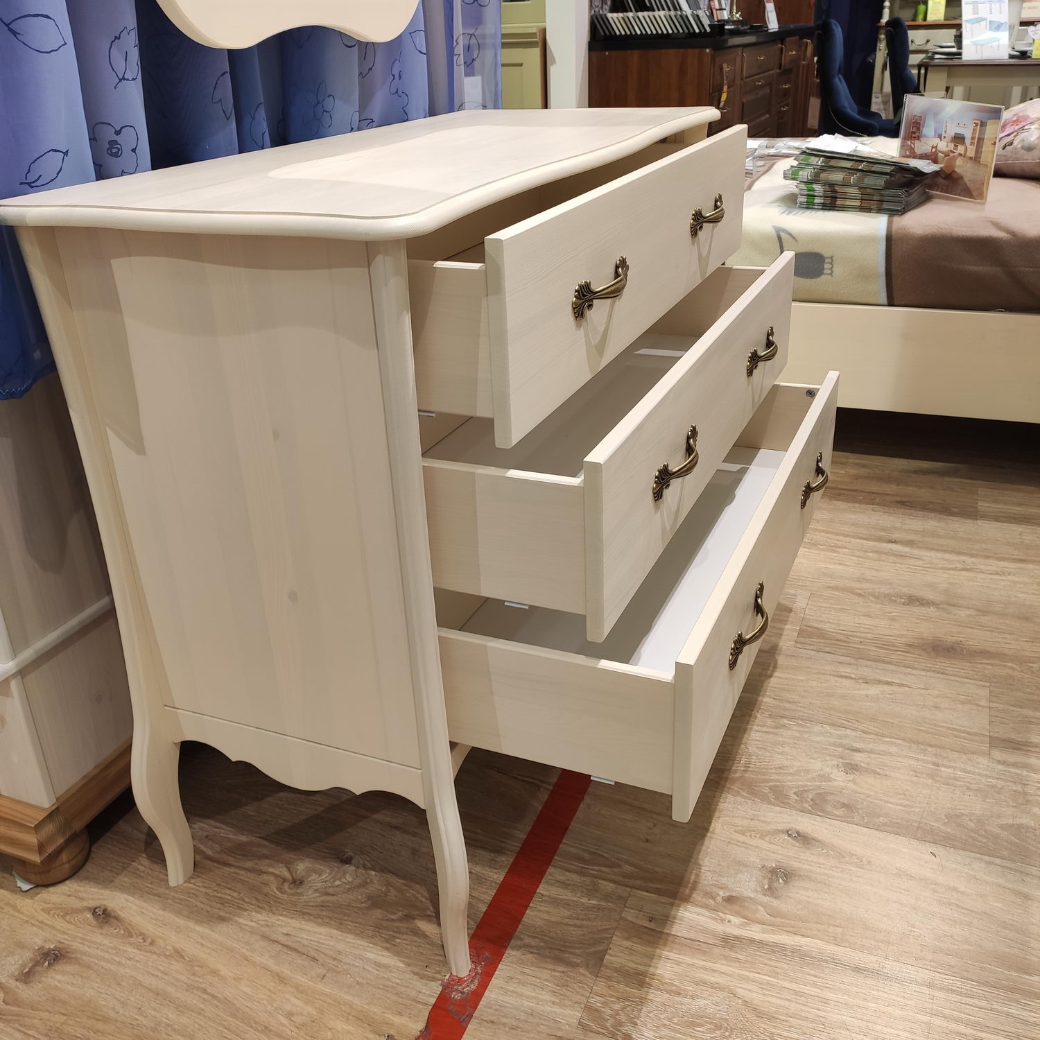 Комод с 3 ящиками белый сосна ЛеБо