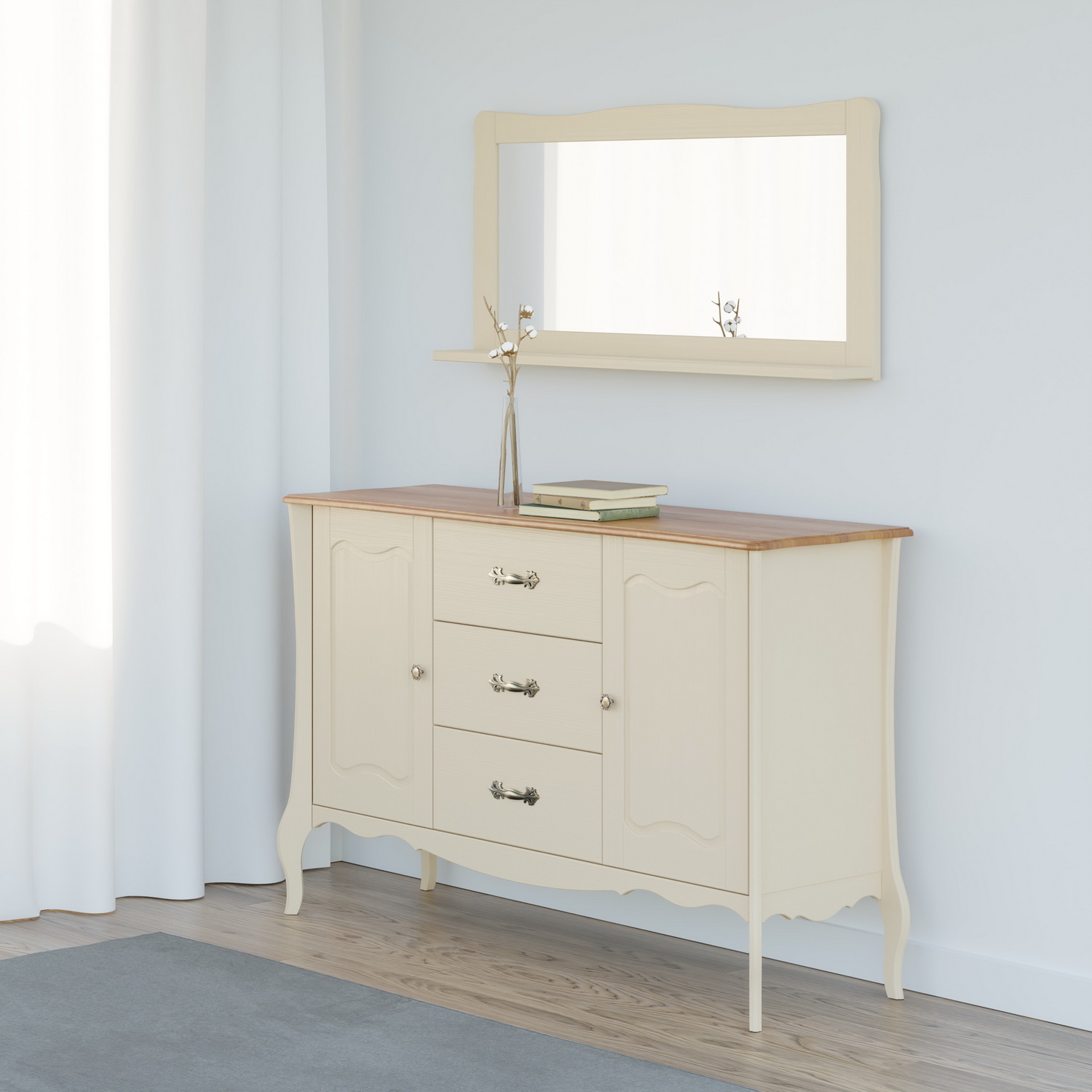 Зеркало с полкой сосна ЛеБо