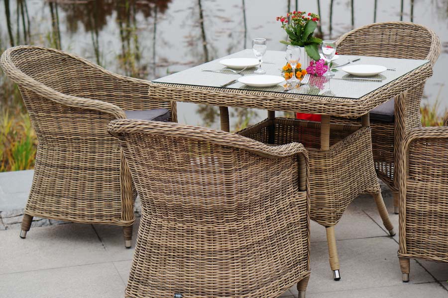 "Франческо" обеденная группа из искусственного ротанга, цвет соломенный