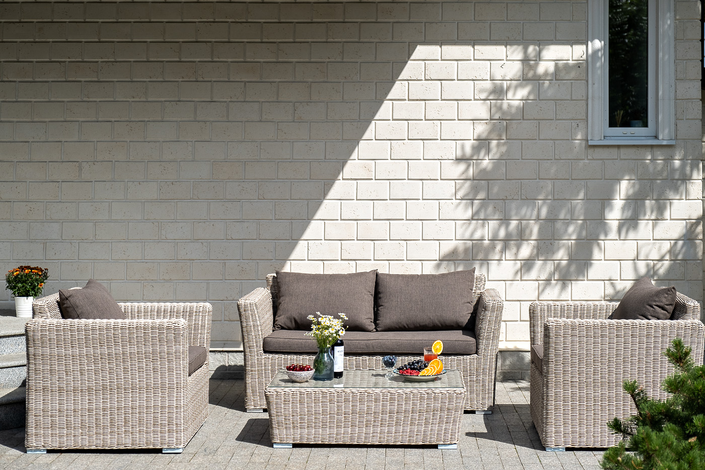 "Каприоли" лаунж-зона из искусственного ротанга, цвет бежевый