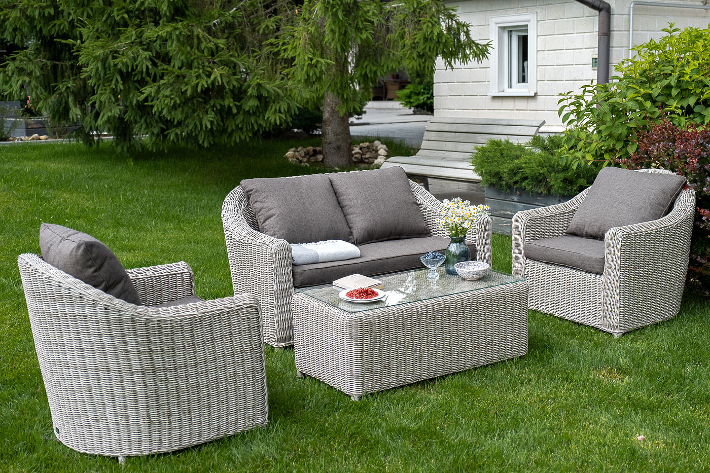 "Кон Панна" лаунж-зона из искусственного ротанга, цвет бежевый