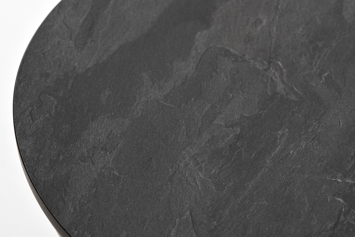 "Сантильо" журнальный стол из HPL круглый Ø40 H55, каркас из стали золотой, цвет столешницы "серый гранит"