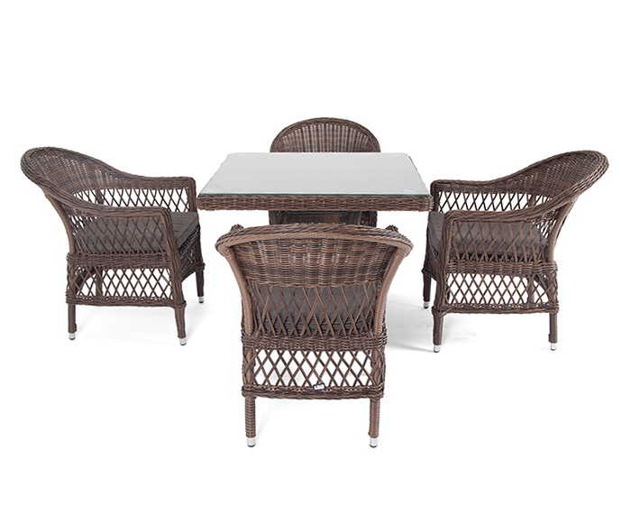 "Сишиллио" обеденная группа плетеная, цвет коричневый
