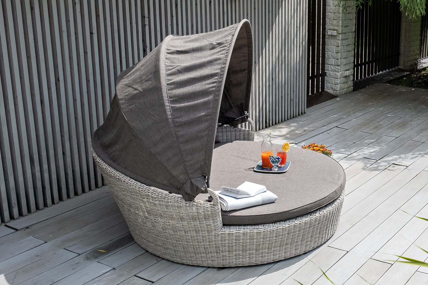 "Стильяно" плетеная кровать круглая, цвет бежевый